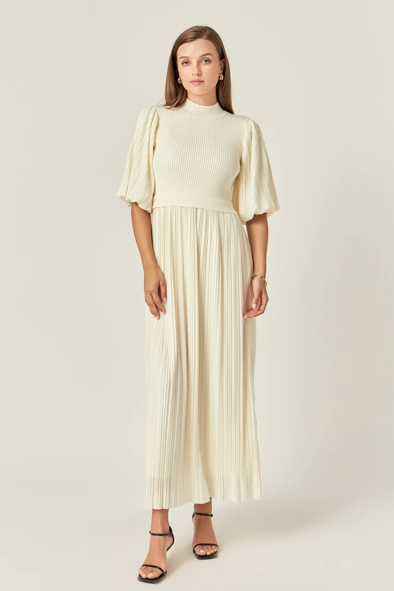 Pleated Mix Media Maxi Dress - Image 11