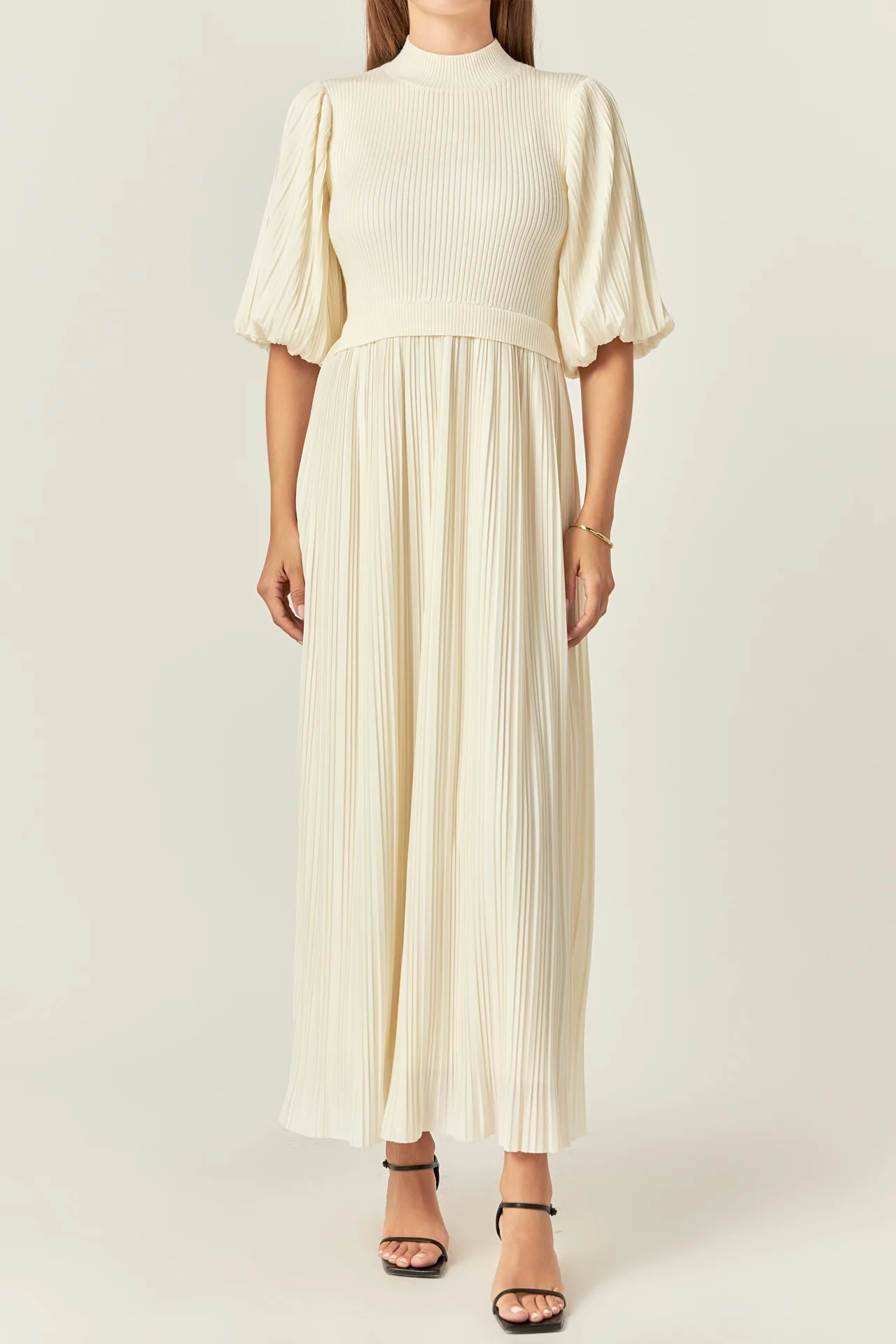 Pleated Mix Media Maxi Dress - Image 12