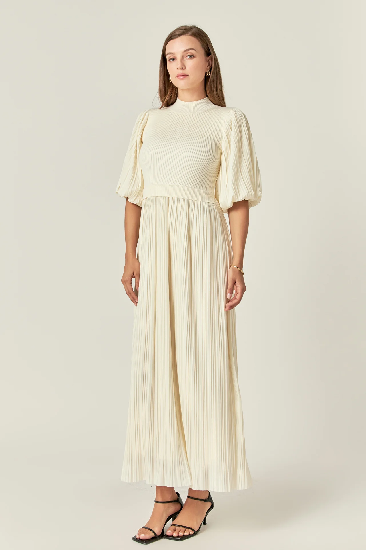 Pleated Mix Media Maxi Dress - Image 13