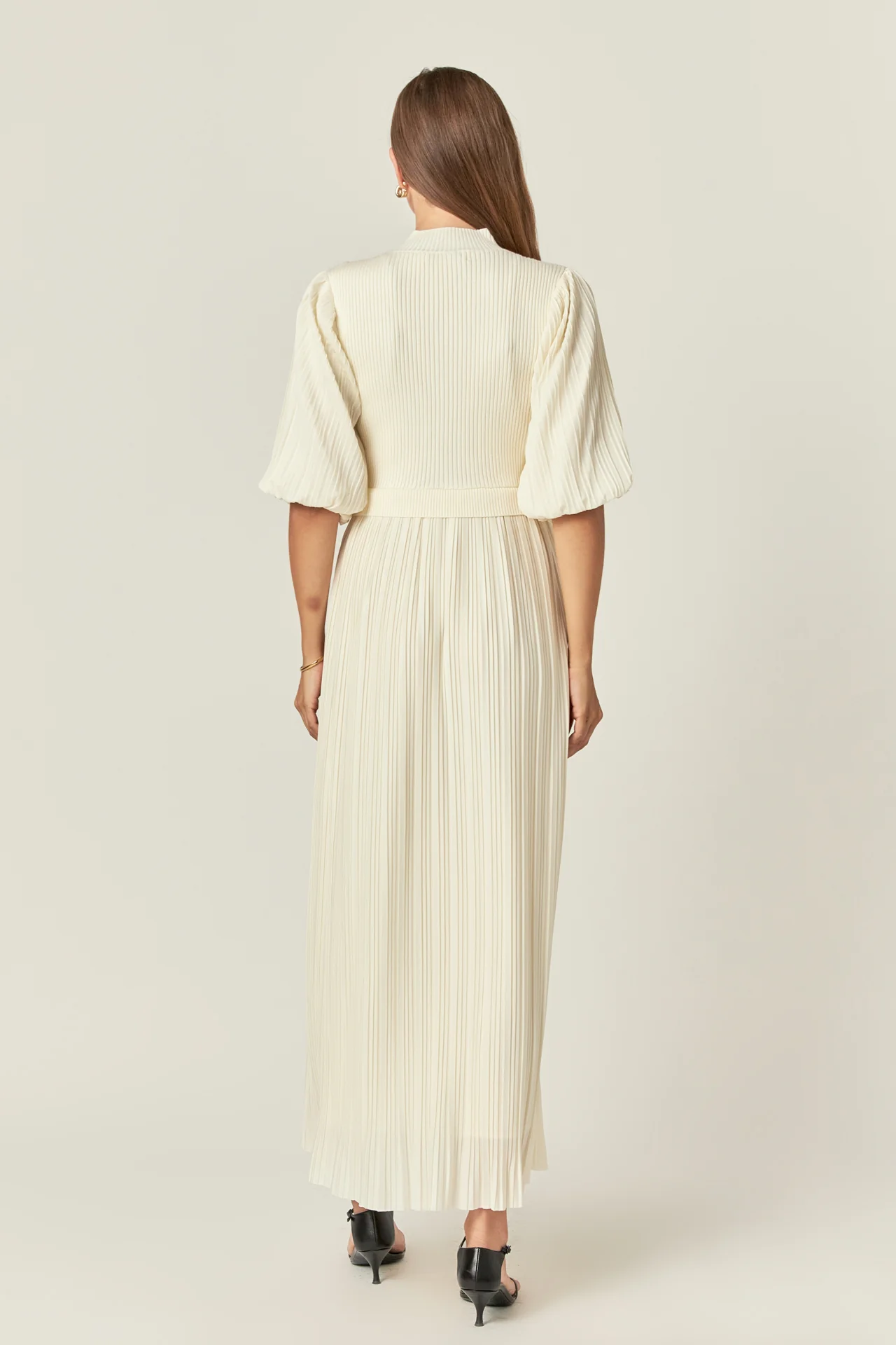 Pleated Mix Media Maxi Dress - Image 14