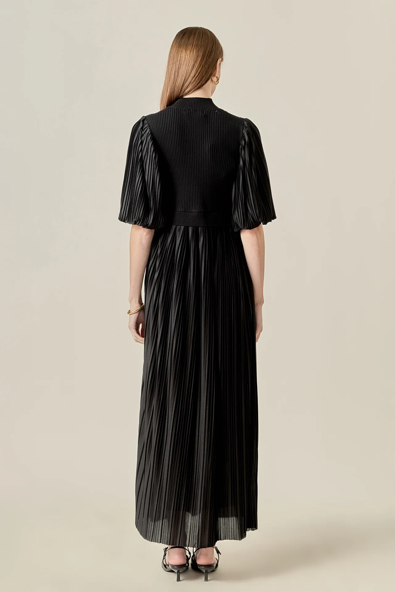 Pleated Mix Media Maxi Dress - Image 4