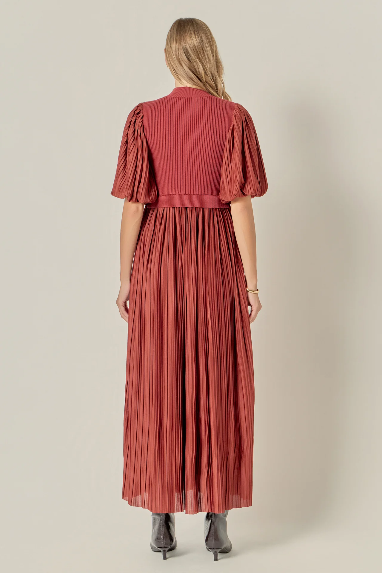 Pleated Mix Media Maxi Dress - Image 9
