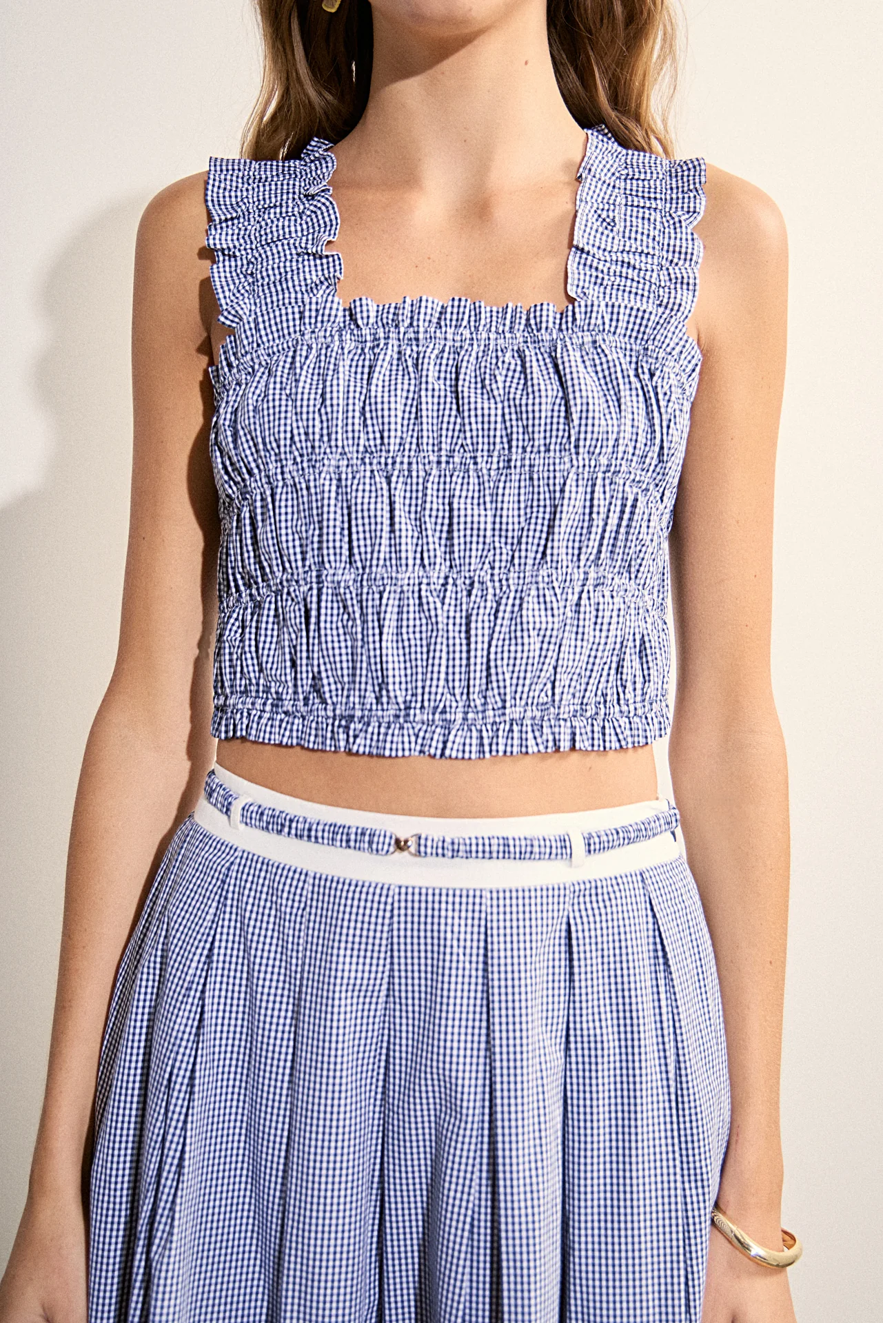 Smocked Gingham Ruffle Tank Top - Image 2