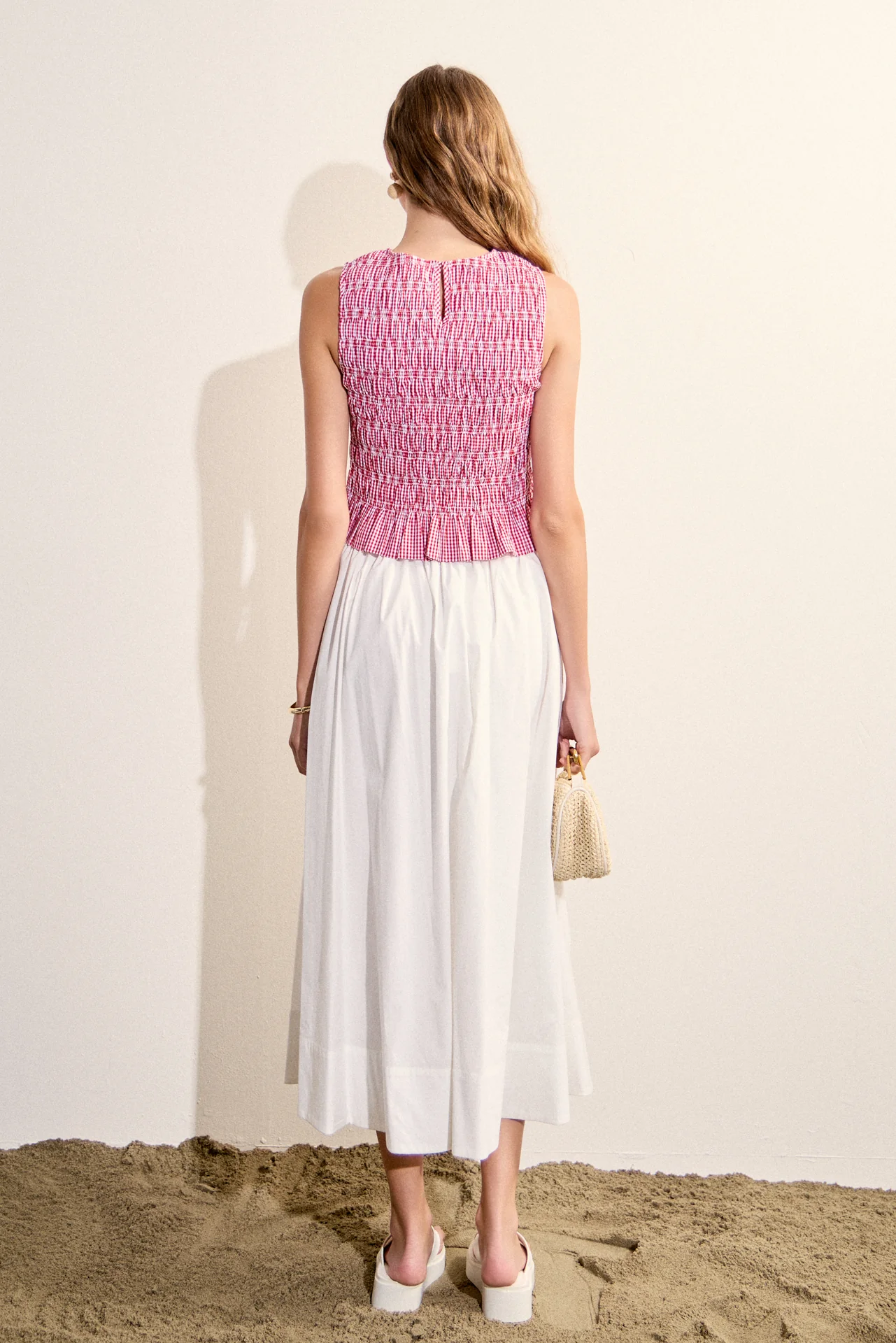 Smocked Gingham Sleeveless Top - Image 4