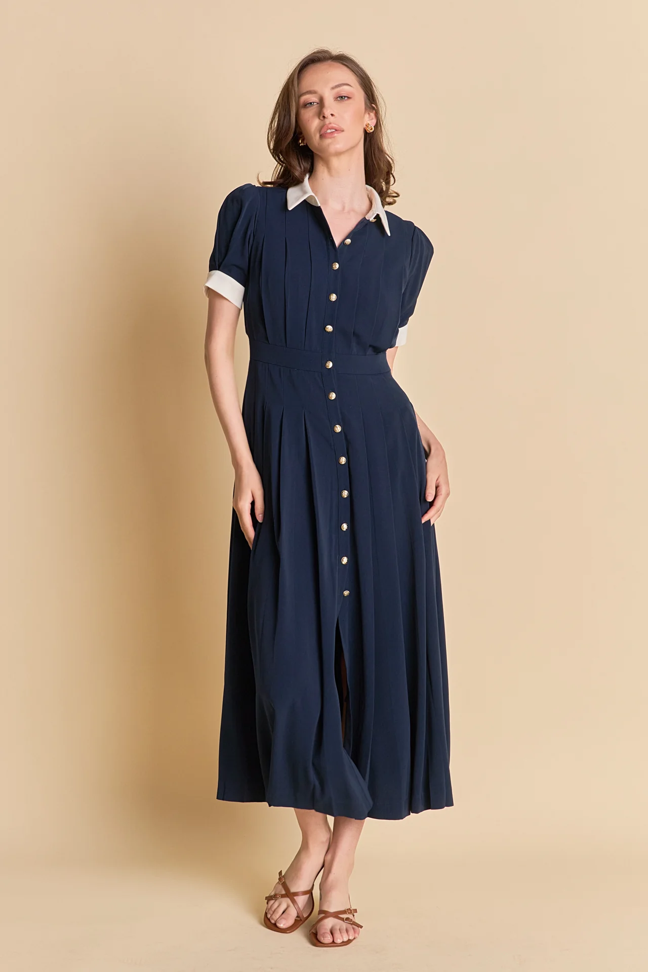 Luna Pleated Midi Dress - Image 7