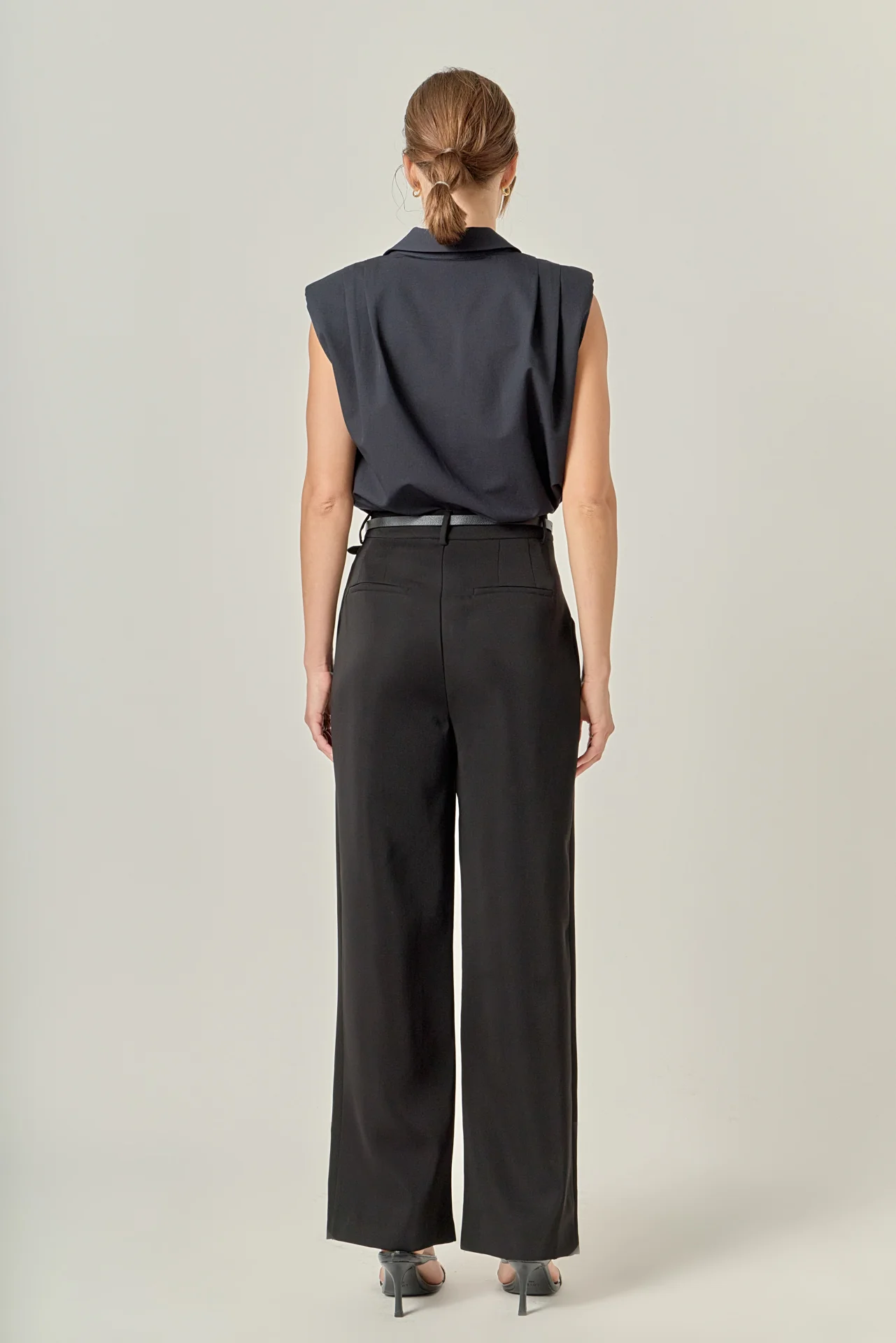 Pleated Shoulder Sleeveless Shirt - Image 4