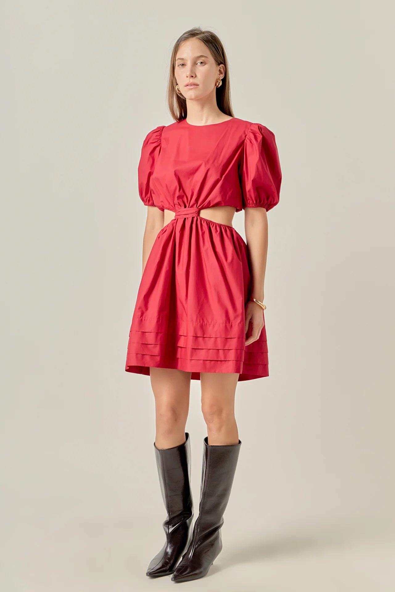 Pleats with Cut-out Detail Mini Dress - Image 3