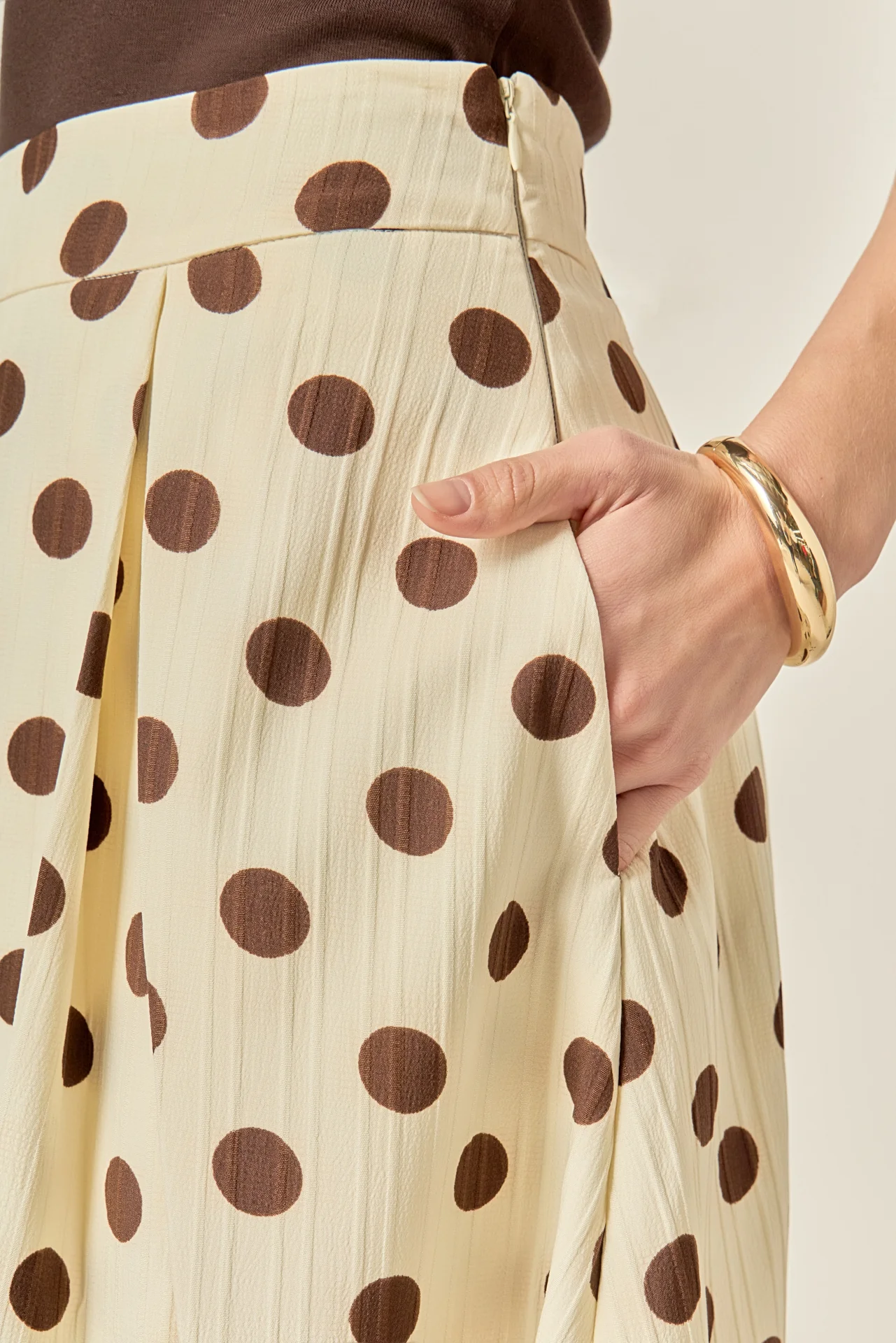 Polka Dot Pleated Midi Skirt - Image 2
