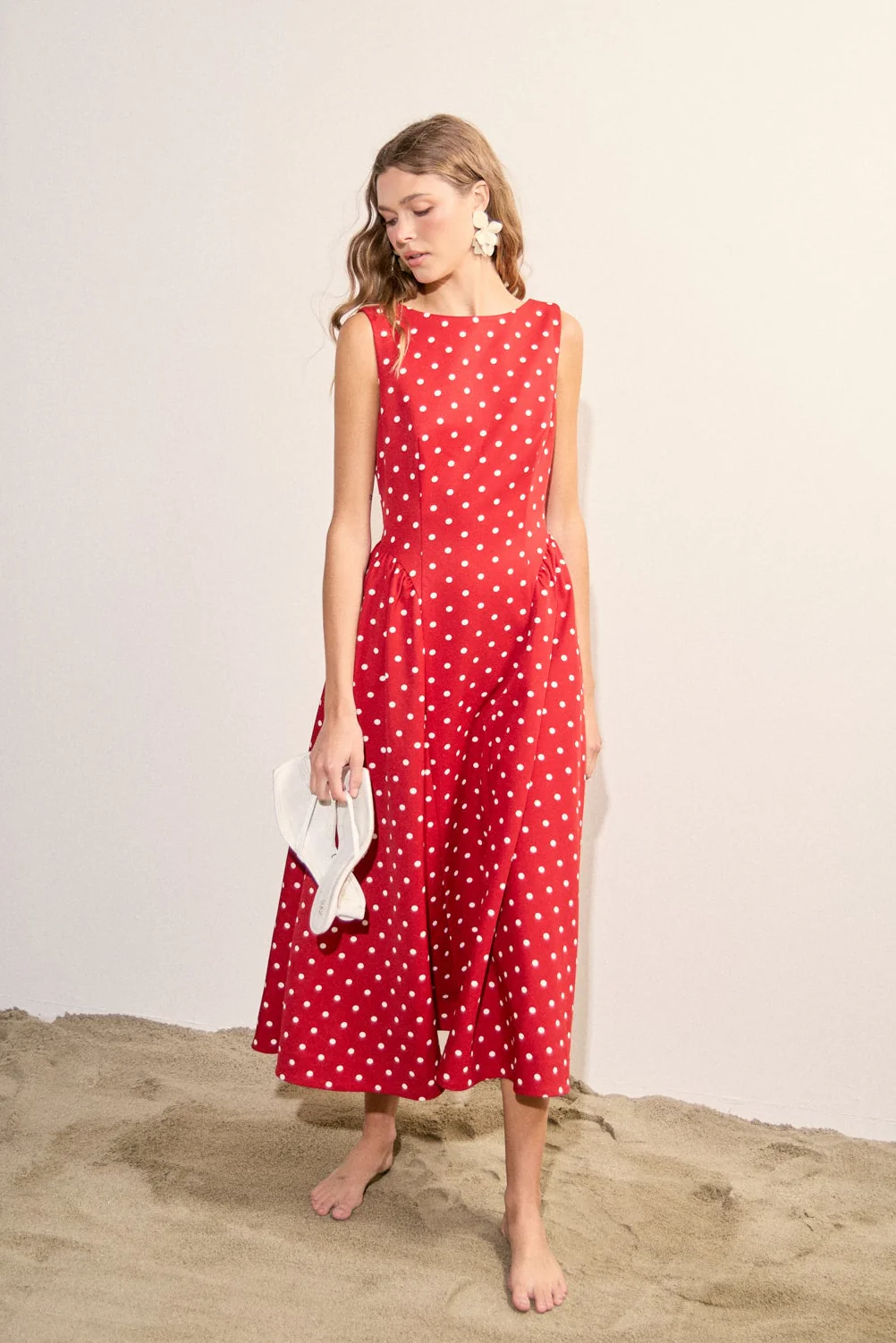 Polka Dot Sleeveless Midi Dress - Image 5