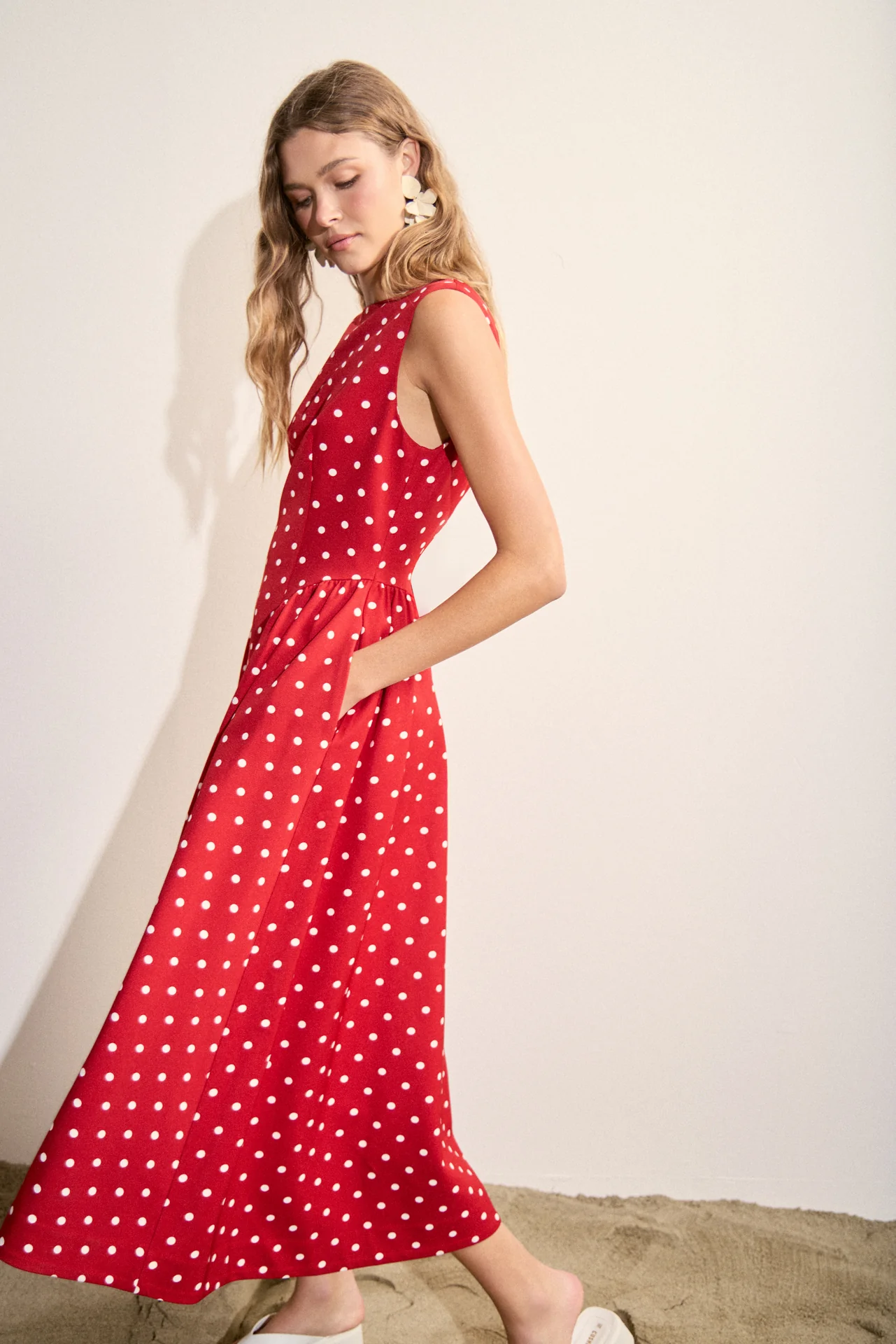 Polka Dot Sleeveless Midi Dress - Image 6
