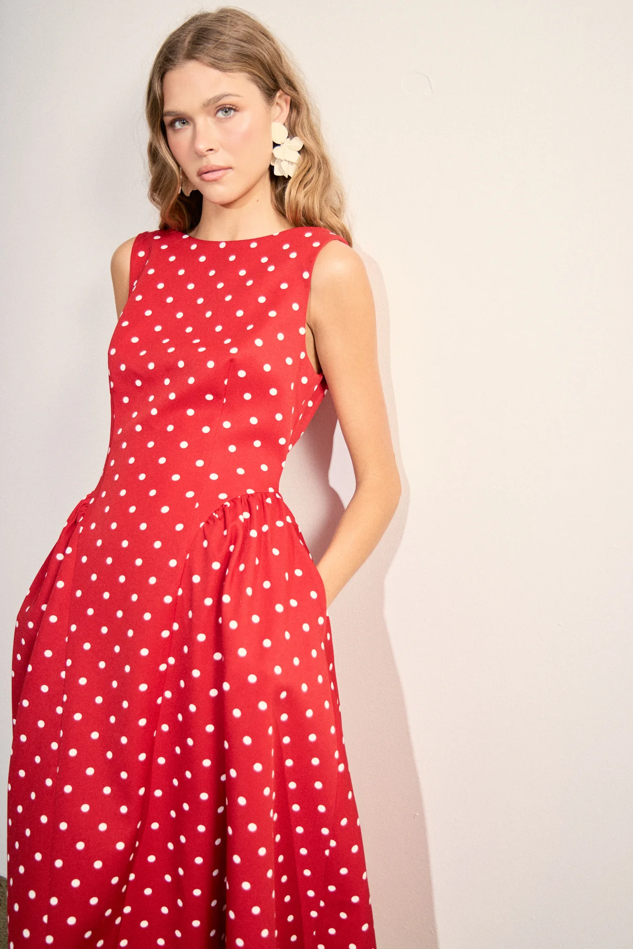 Polka Dot Sleeveless Midi Dress - Image 7