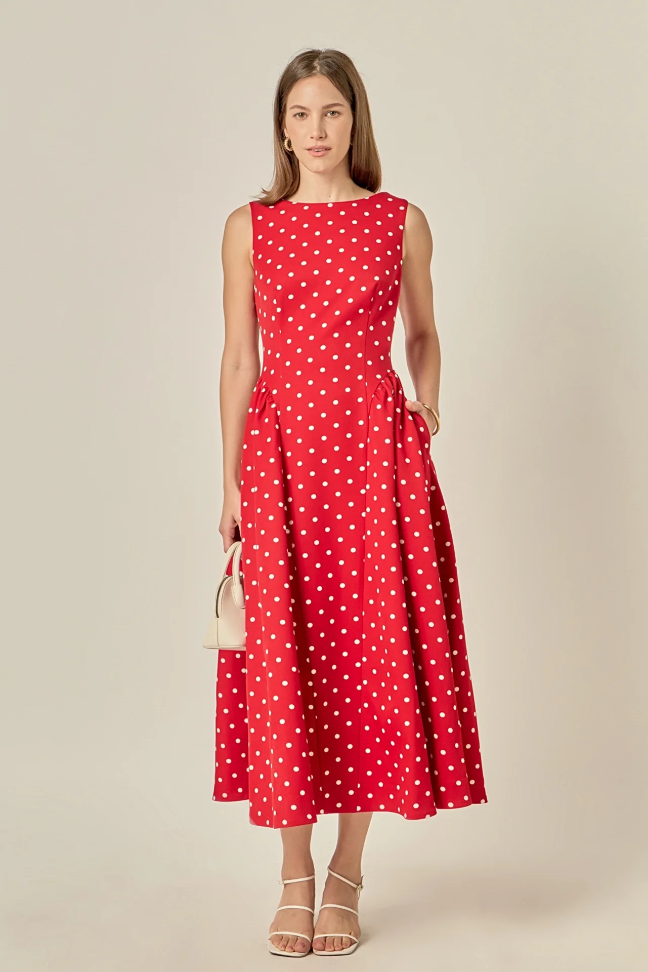 Polka Dot Sleeveless Midi Dress - Image 8