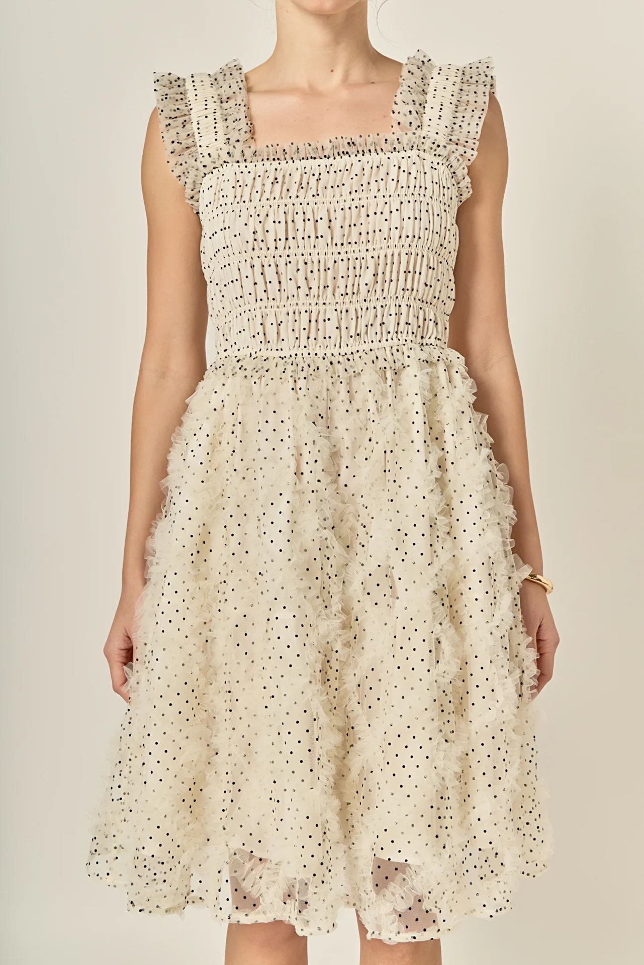 Polka Dot Organza Smocked Midi Dress - Image 2