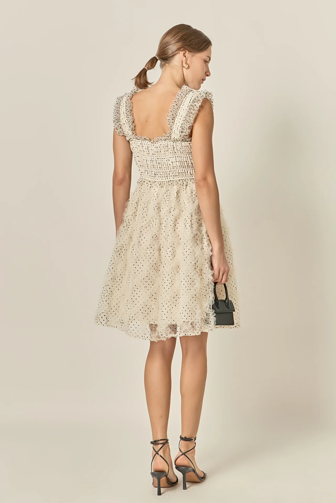 Polka Dot Organza Smocked Midi Dress - Image 6