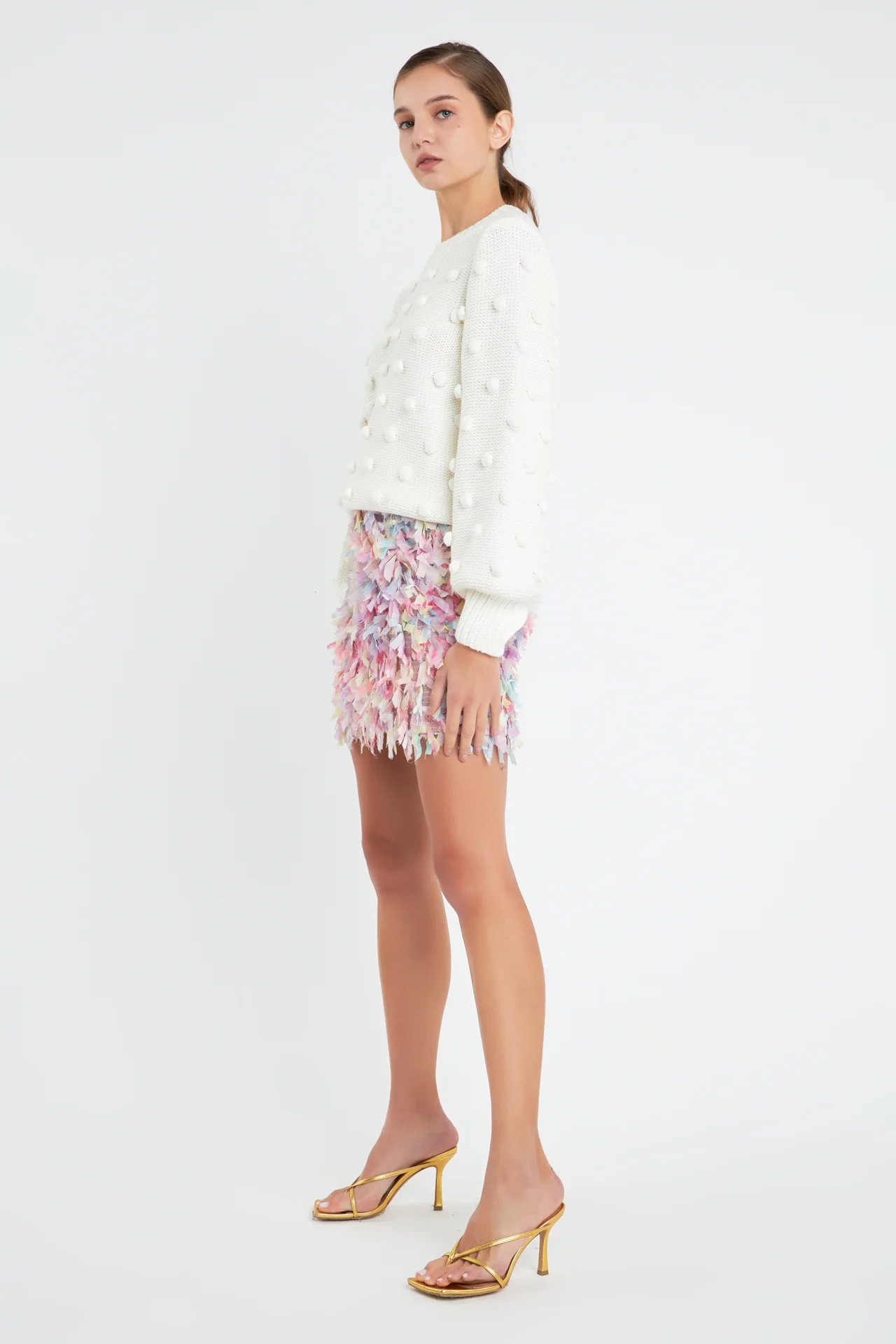 Pom Pom Pattern Long Sleeve Sweater - Image 3