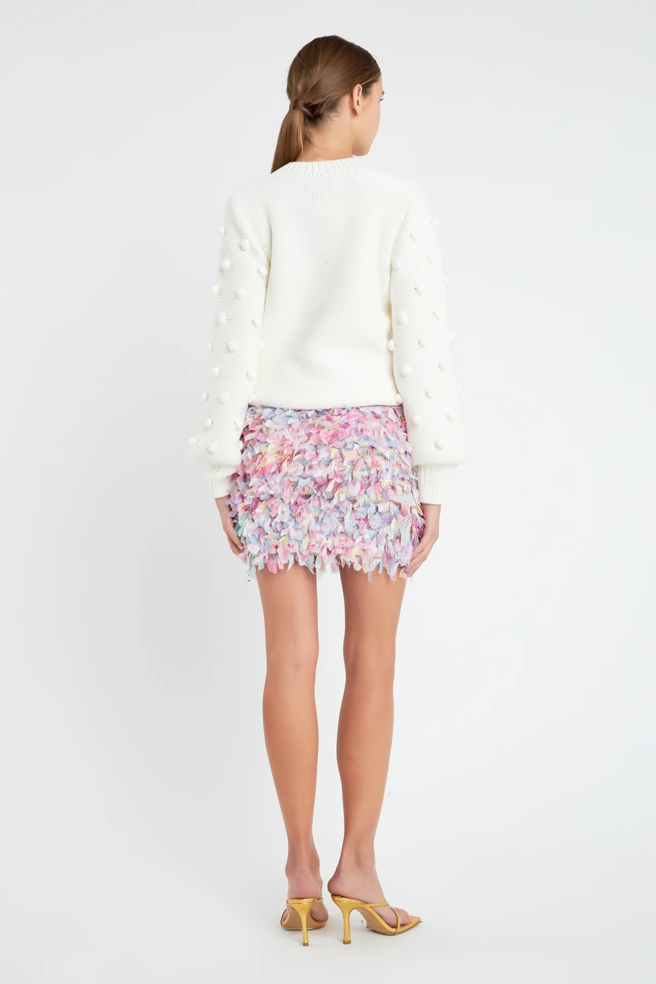 Pom Pom Pattern Long Sleeve Sweater - Image 4