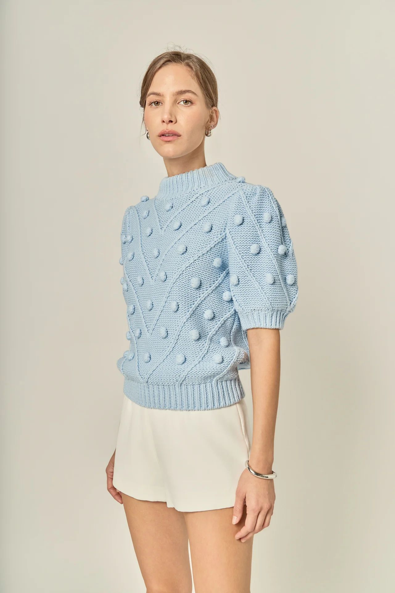 Pom Pom Puff Sleeve Sweater - Image 10