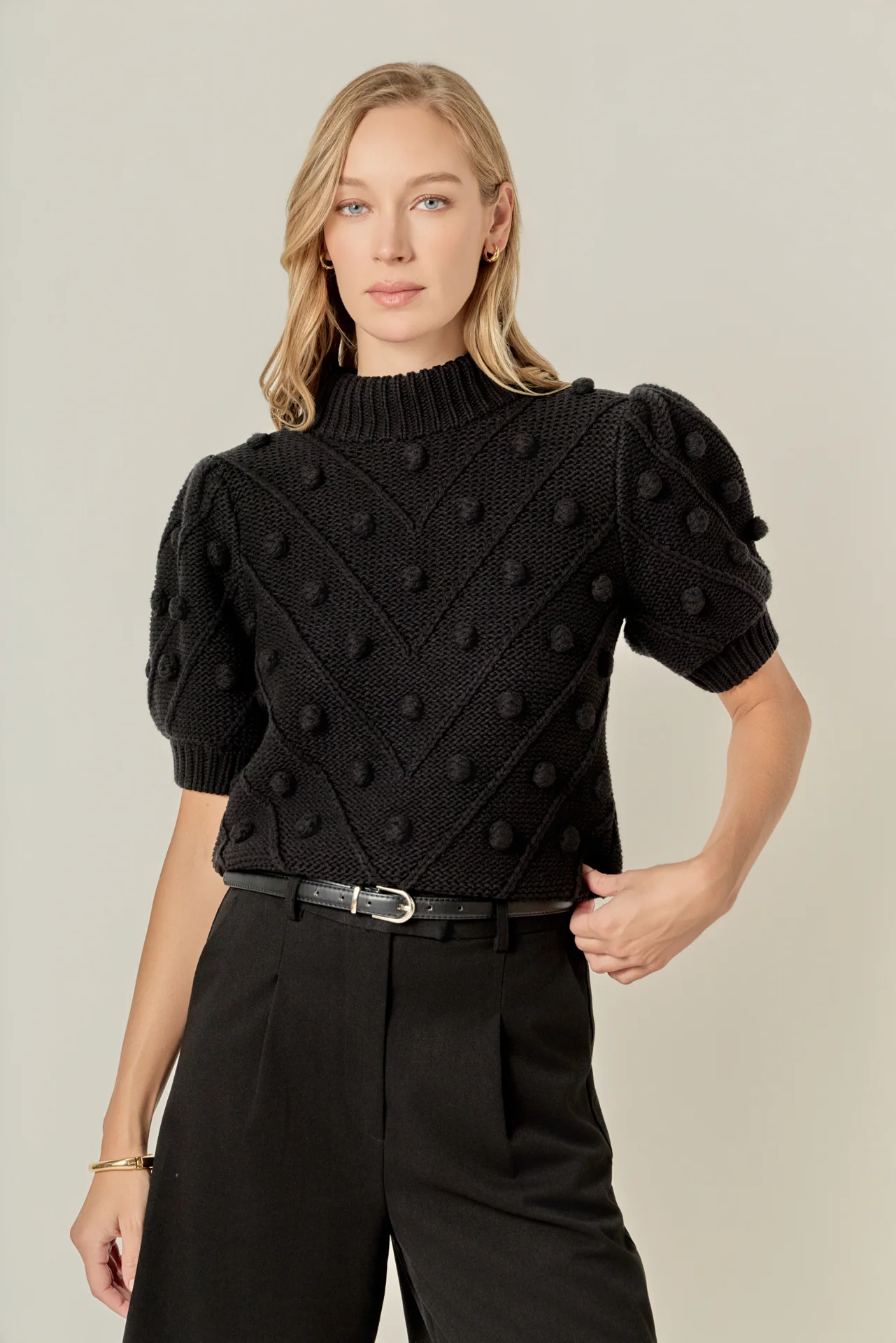 Pom Pom Puff Sleeve Sweater - Image 15