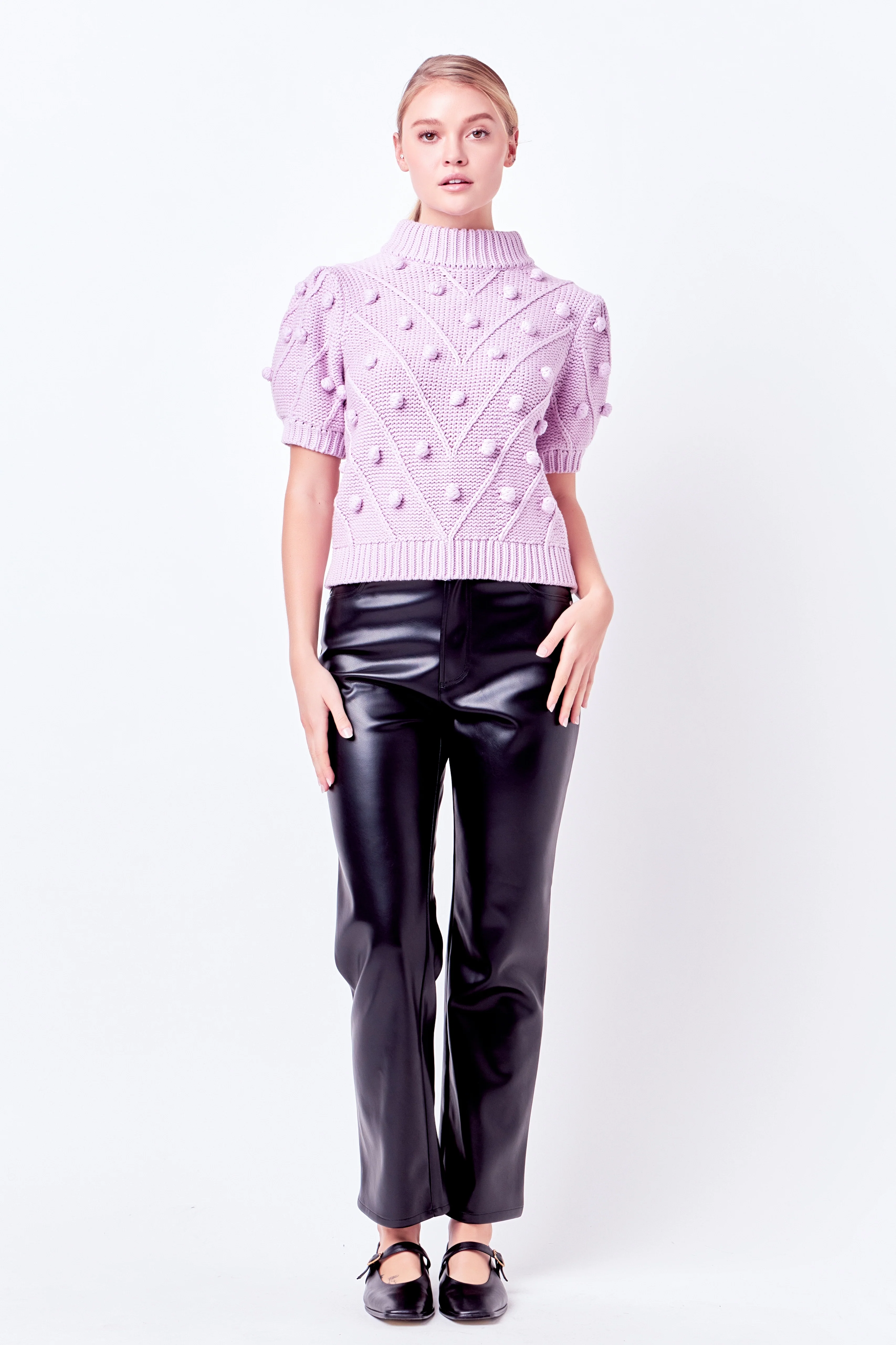 Pom Pom Puff Sleeve Sweater - Image 36
