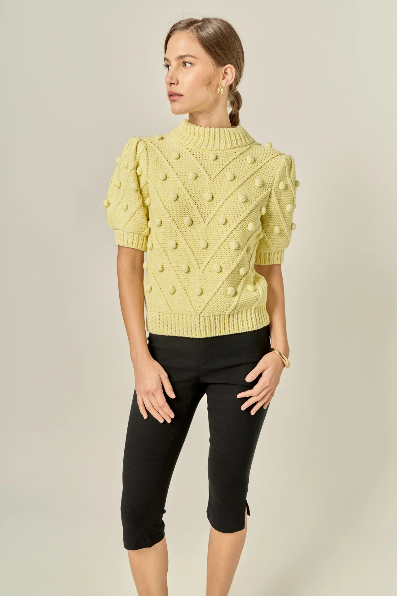 Pom Pom Puff Sleeve Sweater - Image 5