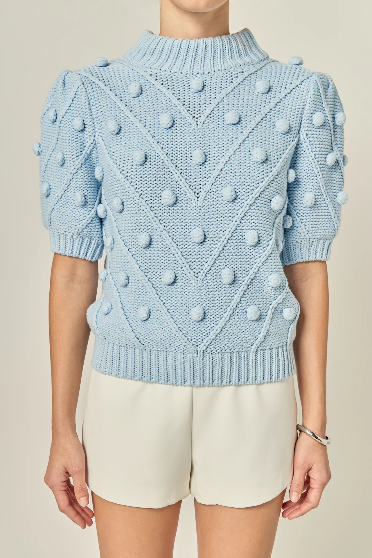 Pom Pom Puff Sleeve Sweater - Image 7