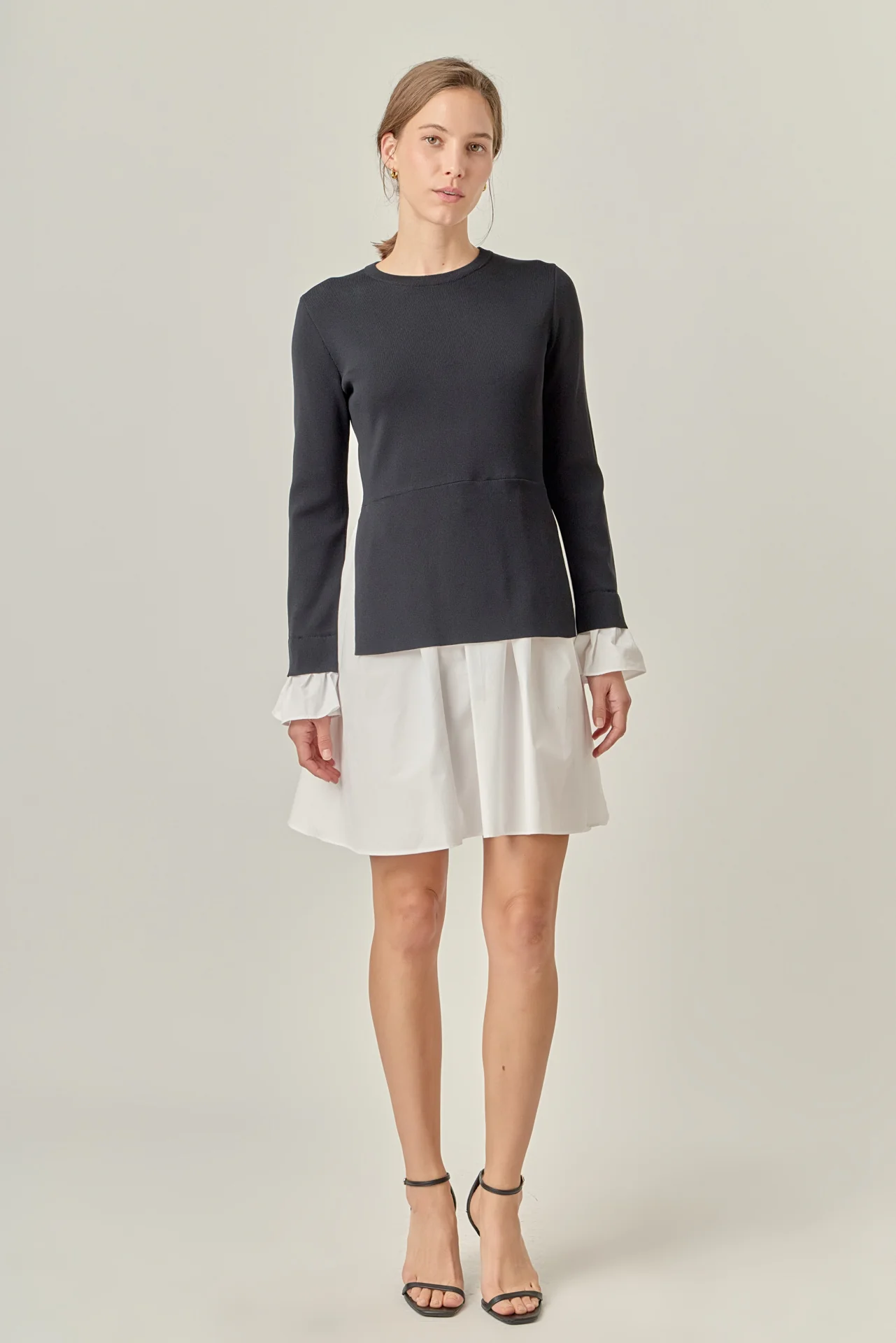Poplin Combo Knit Mini Dress - Image 11