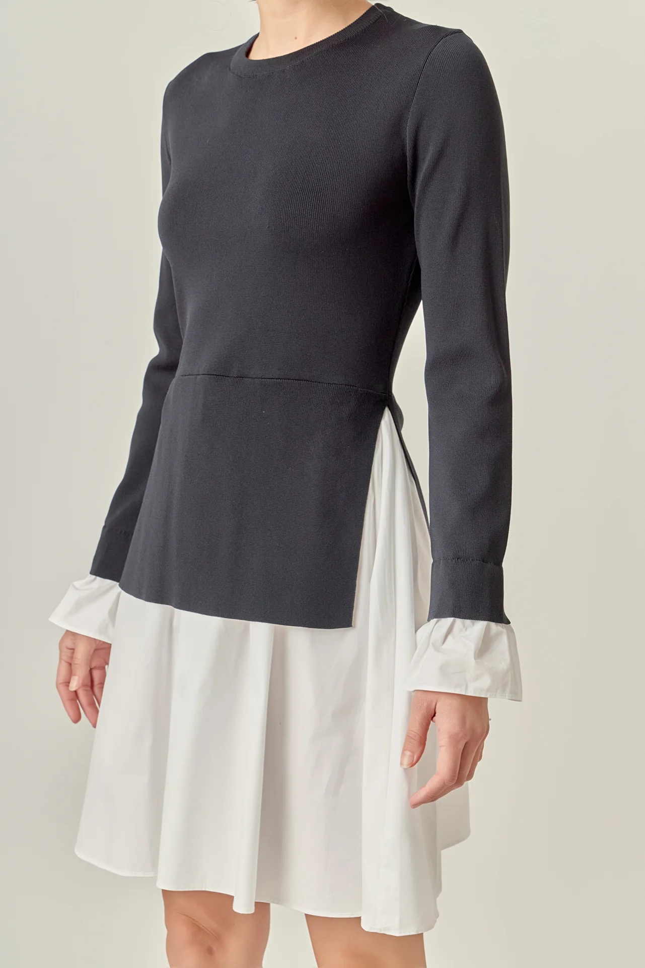 Poplin Combo Knit Mini Dress - Image 12