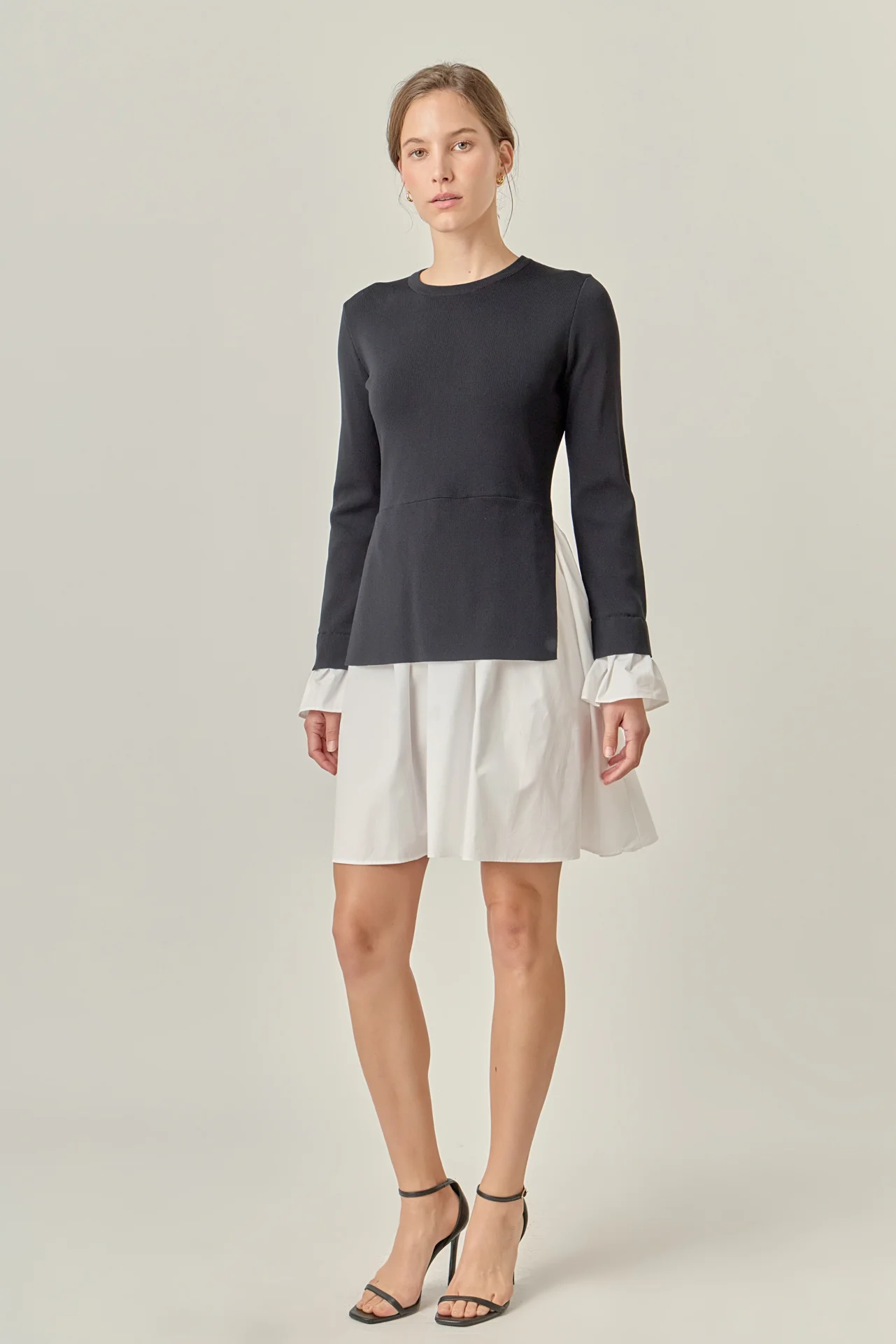 Poplin Combo Knit Mini Dress - Image 13