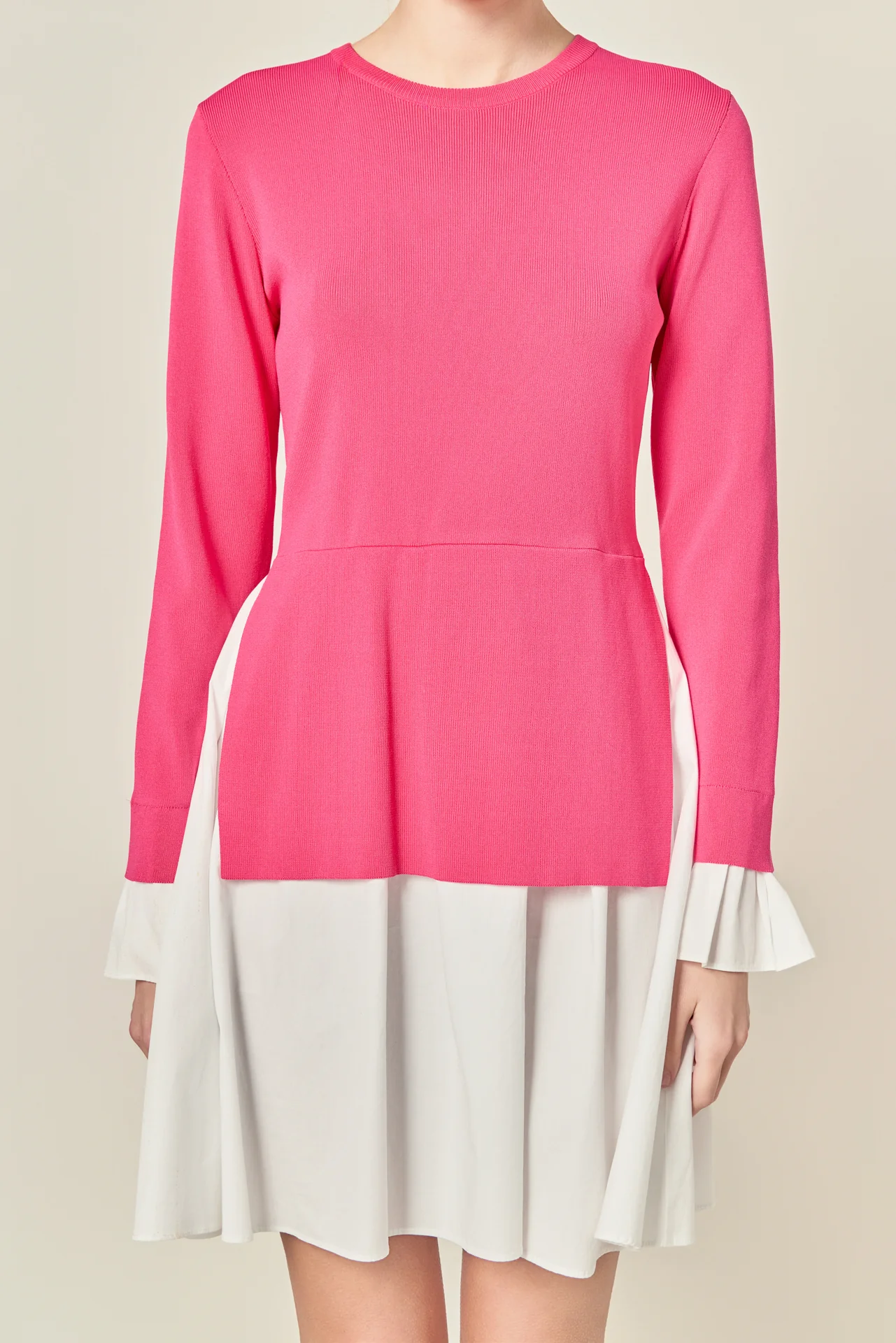 Poplin Combo Knit Mini Dress - Image 17