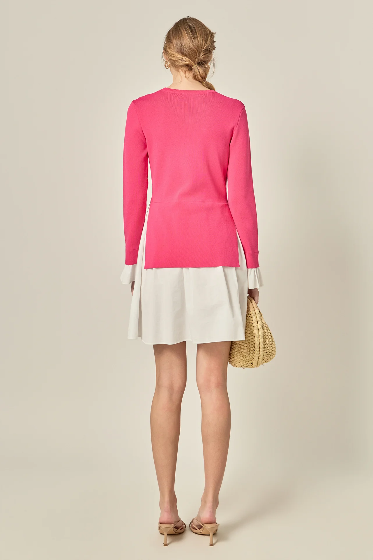Poplin Combo Knit Mini Dress - Image 19