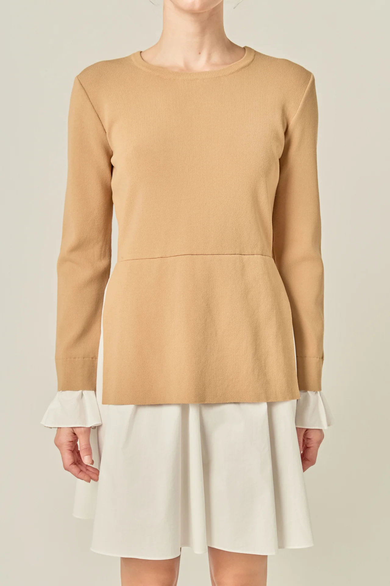 Poplin Combo Knit Mini Dress - Image 2