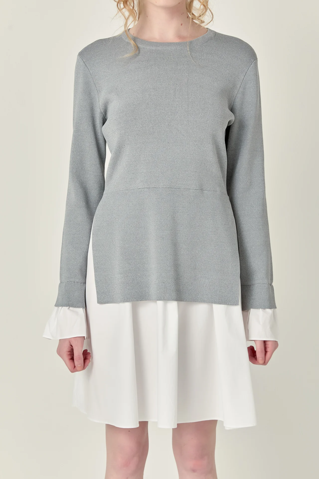 Poplin Combo Knit Mini Dress - Image 23