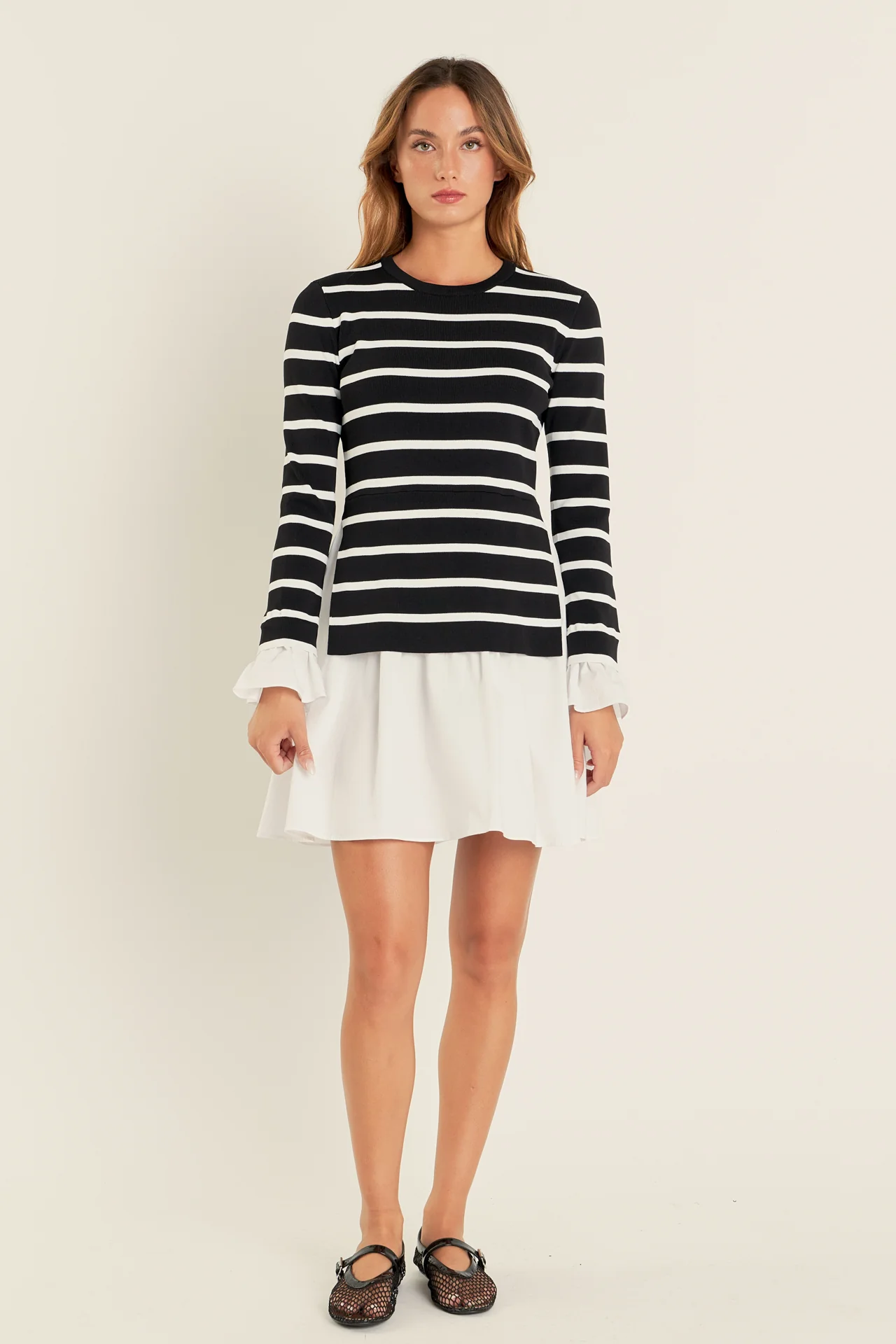 Poplin Combo Knit Mini Dress - Image 27
