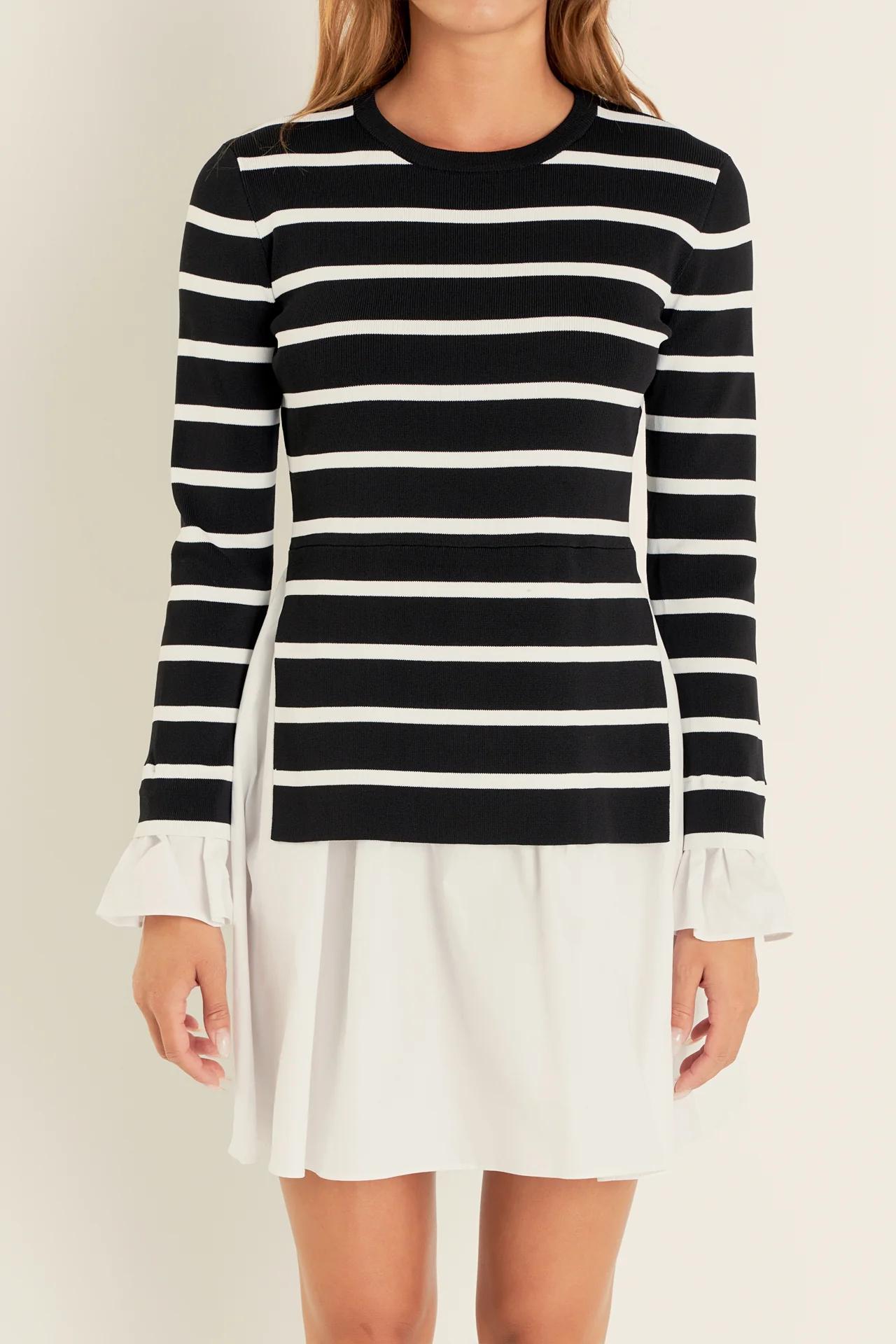 Poplin Combo Knit Mini Dress - Image 28