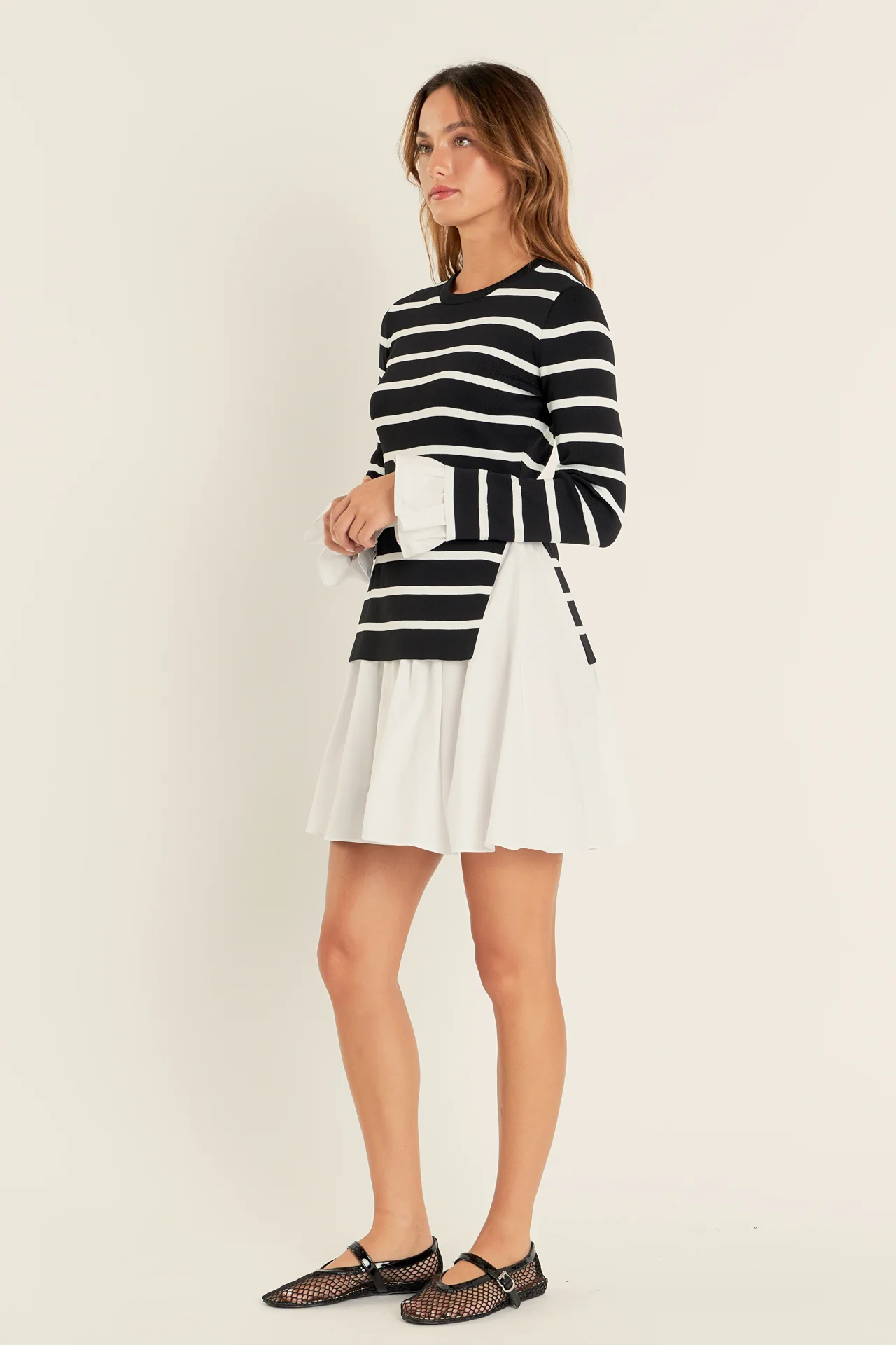 Poplin Combo Knit Mini Dress - Image 29