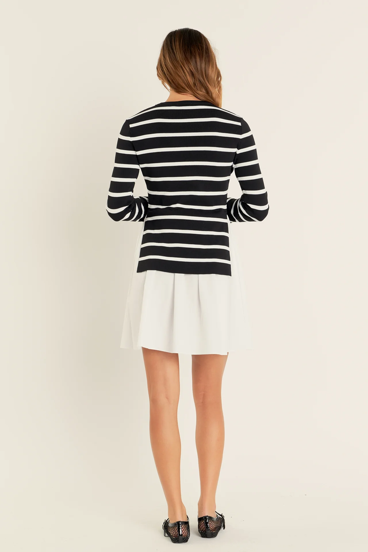 Poplin Combo Knit Mini Dress - Image 30