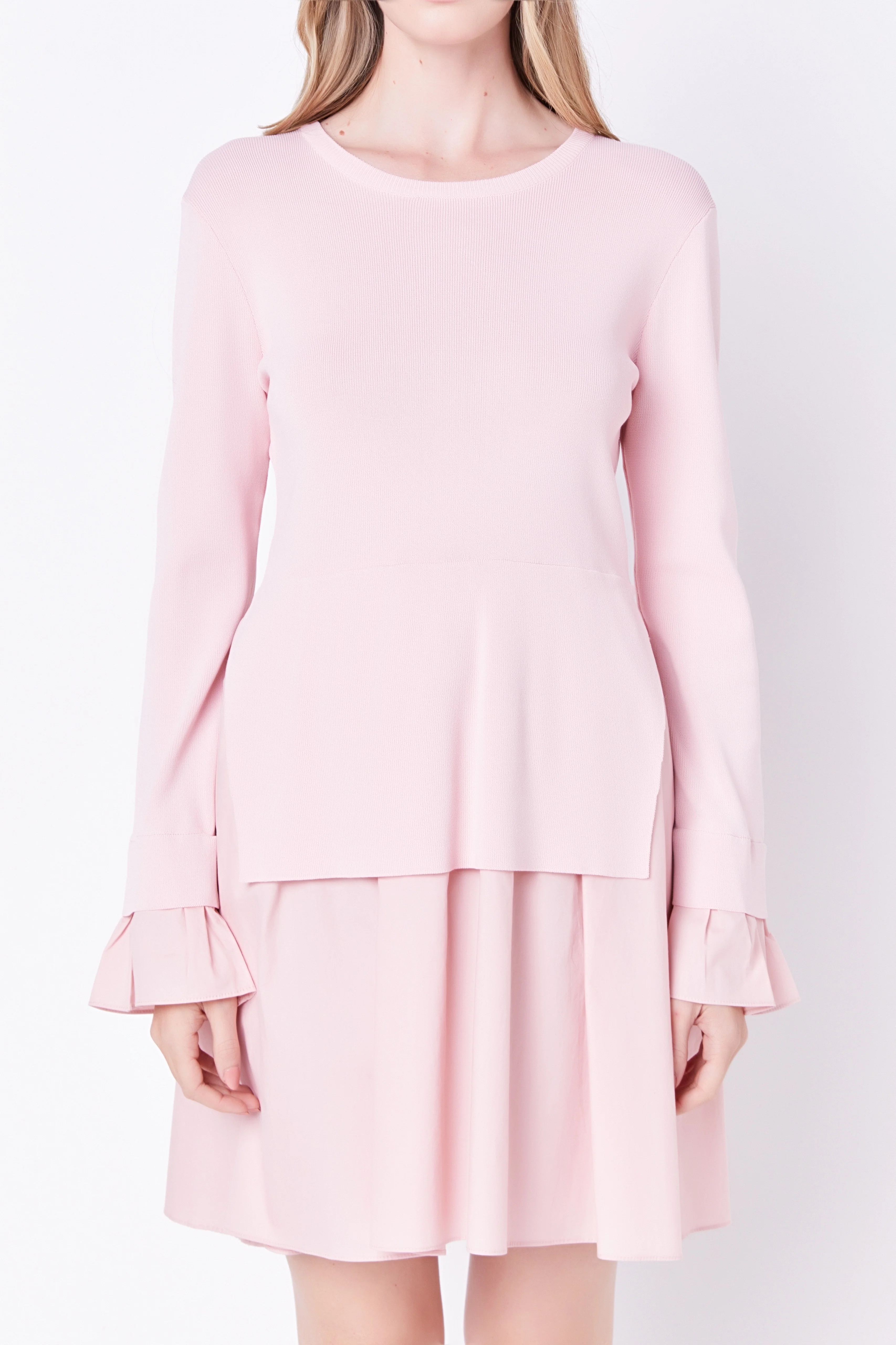 Poplin Combo Knit Mini Dress - Image 33