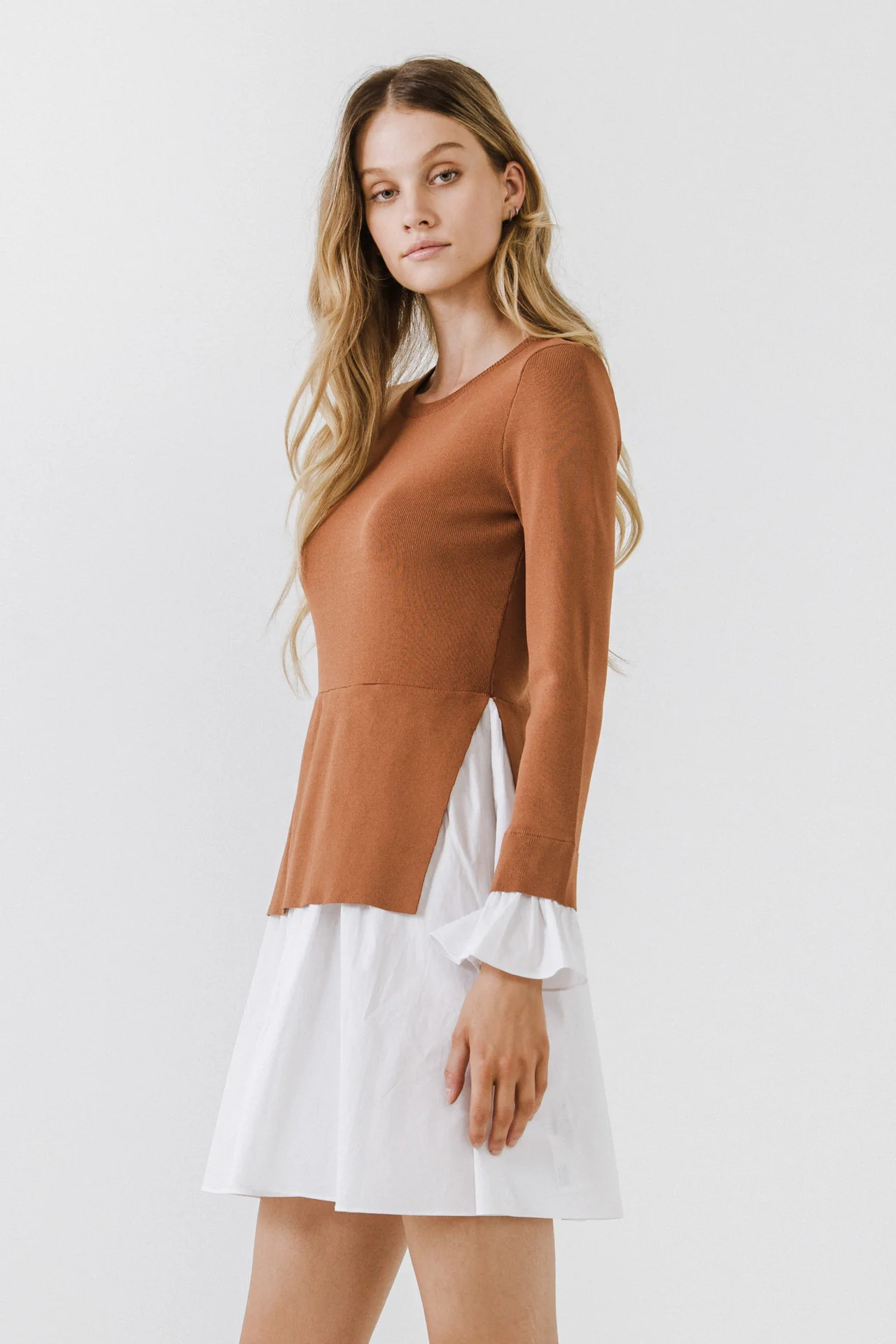 Poplin Combo Knit Mini Dress - Image 39