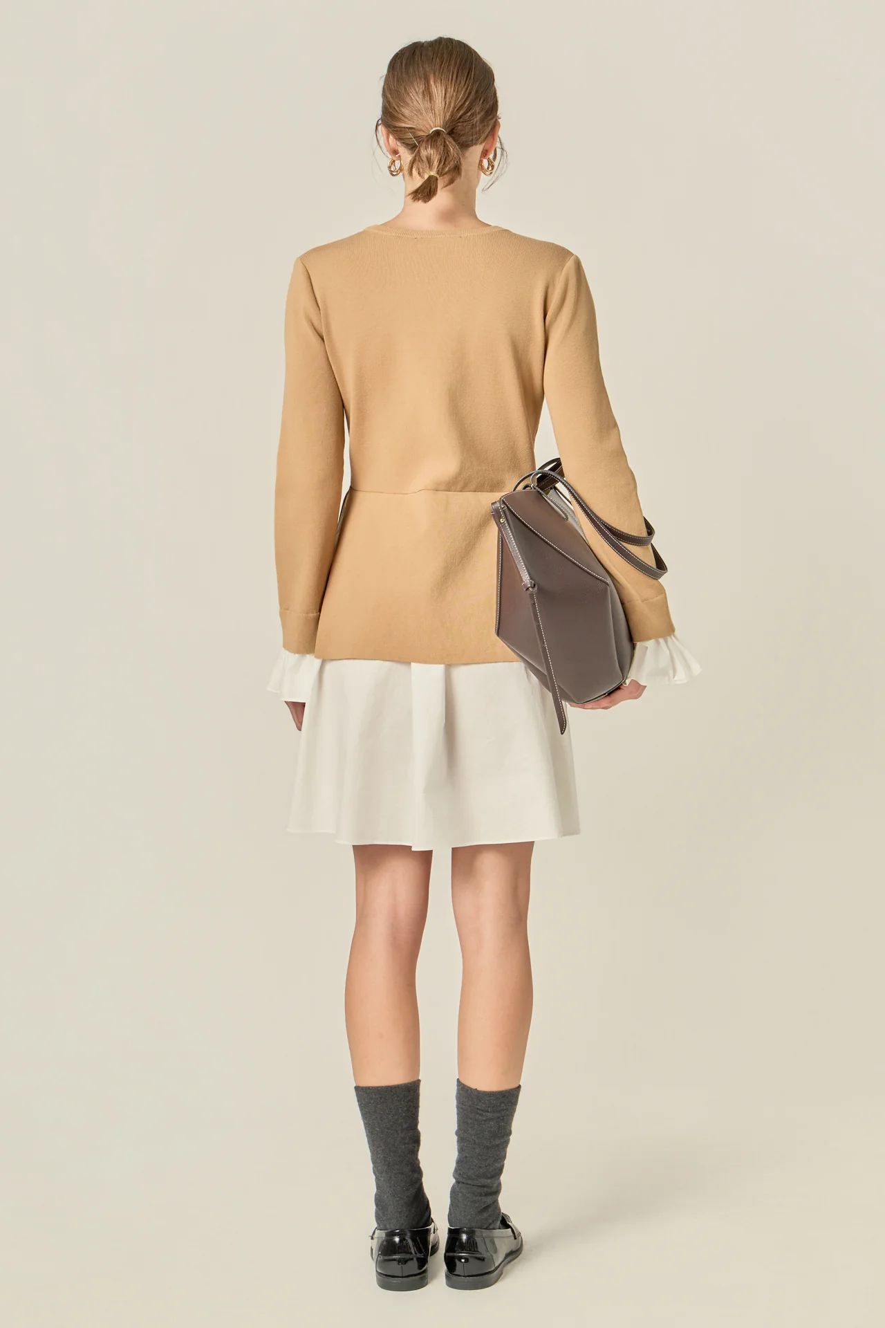 Poplin Combo Knit Mini Dress - Image 4