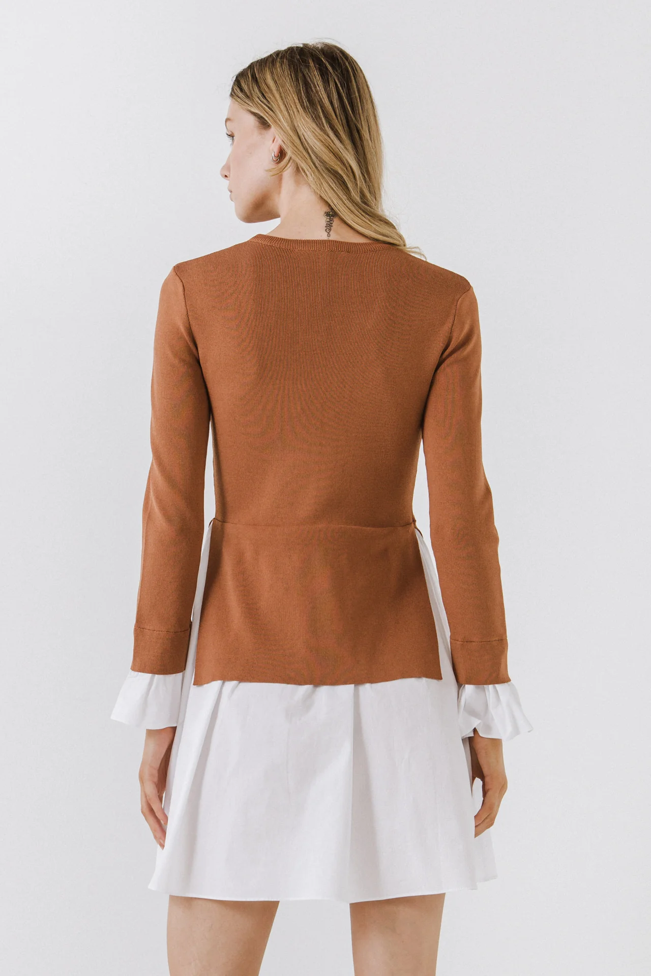 Poplin Combo Knit Mini Dress - Image 40