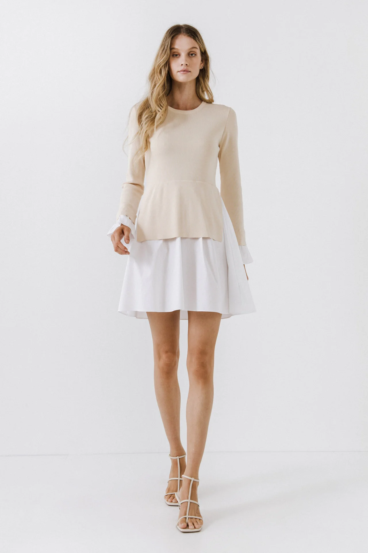 Poplin Combo Knit Mini Dress - Image 42