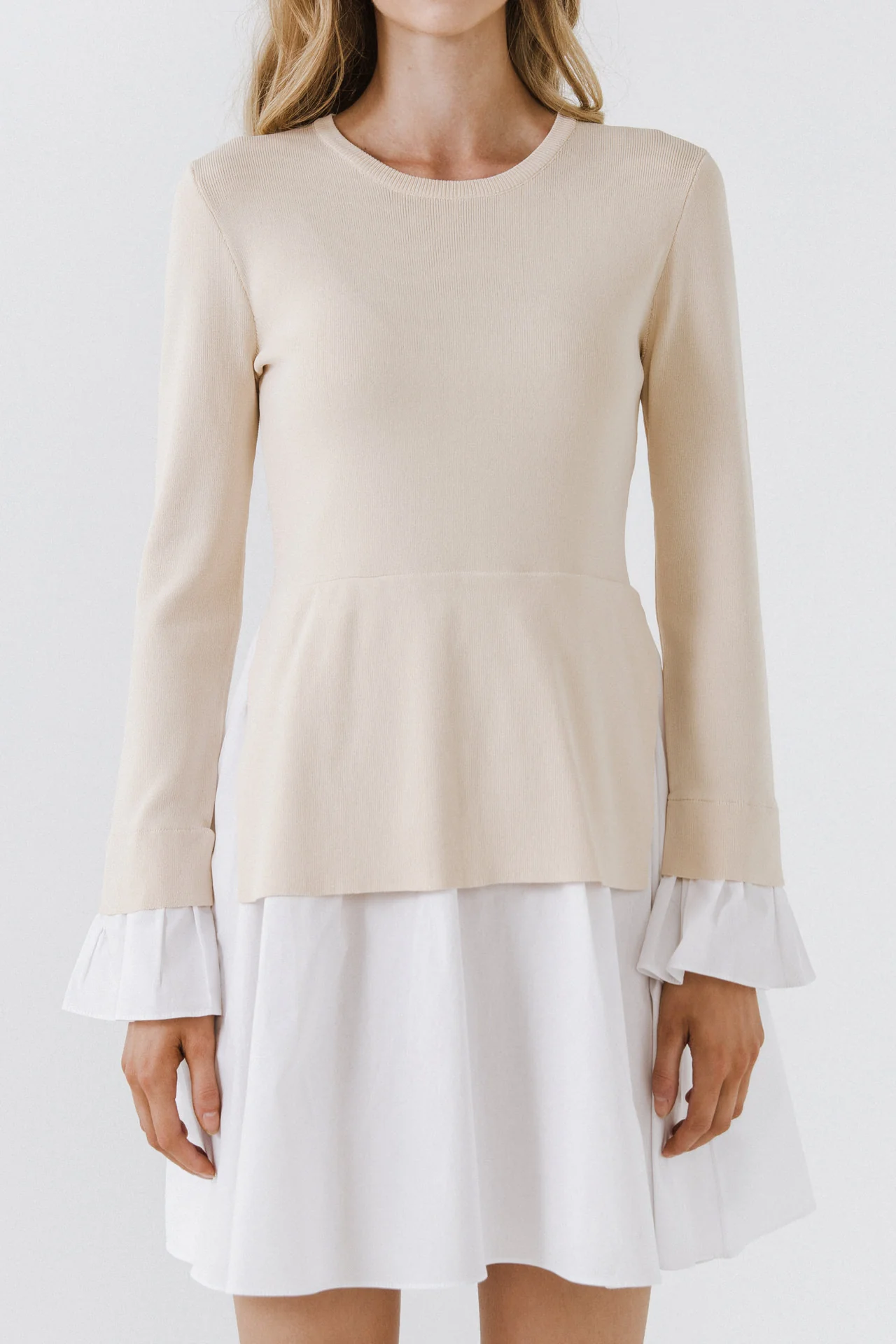 Poplin Combo Knit Mini Dress - Image 43