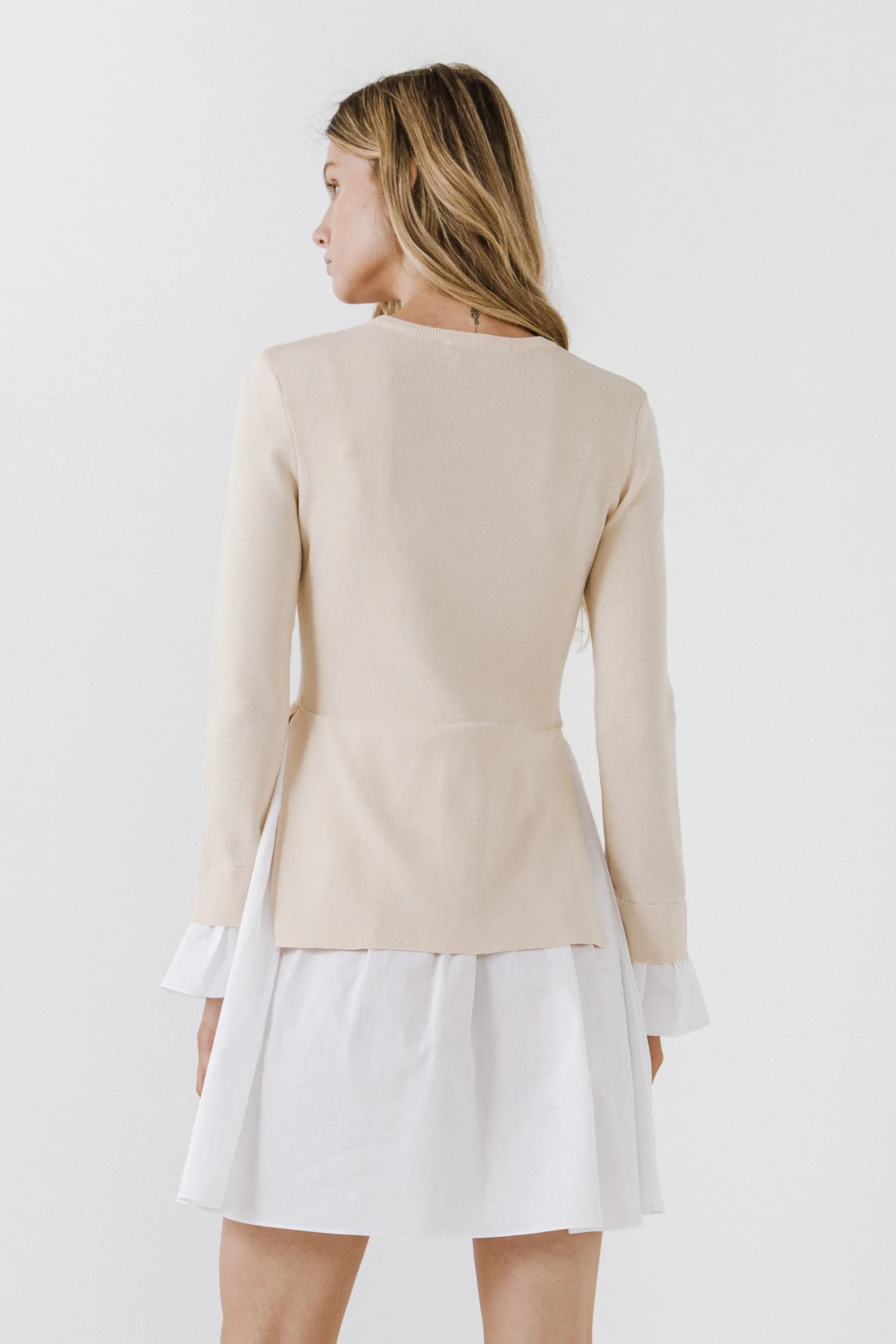 Poplin Combo Knit Mini Dress - Image 45