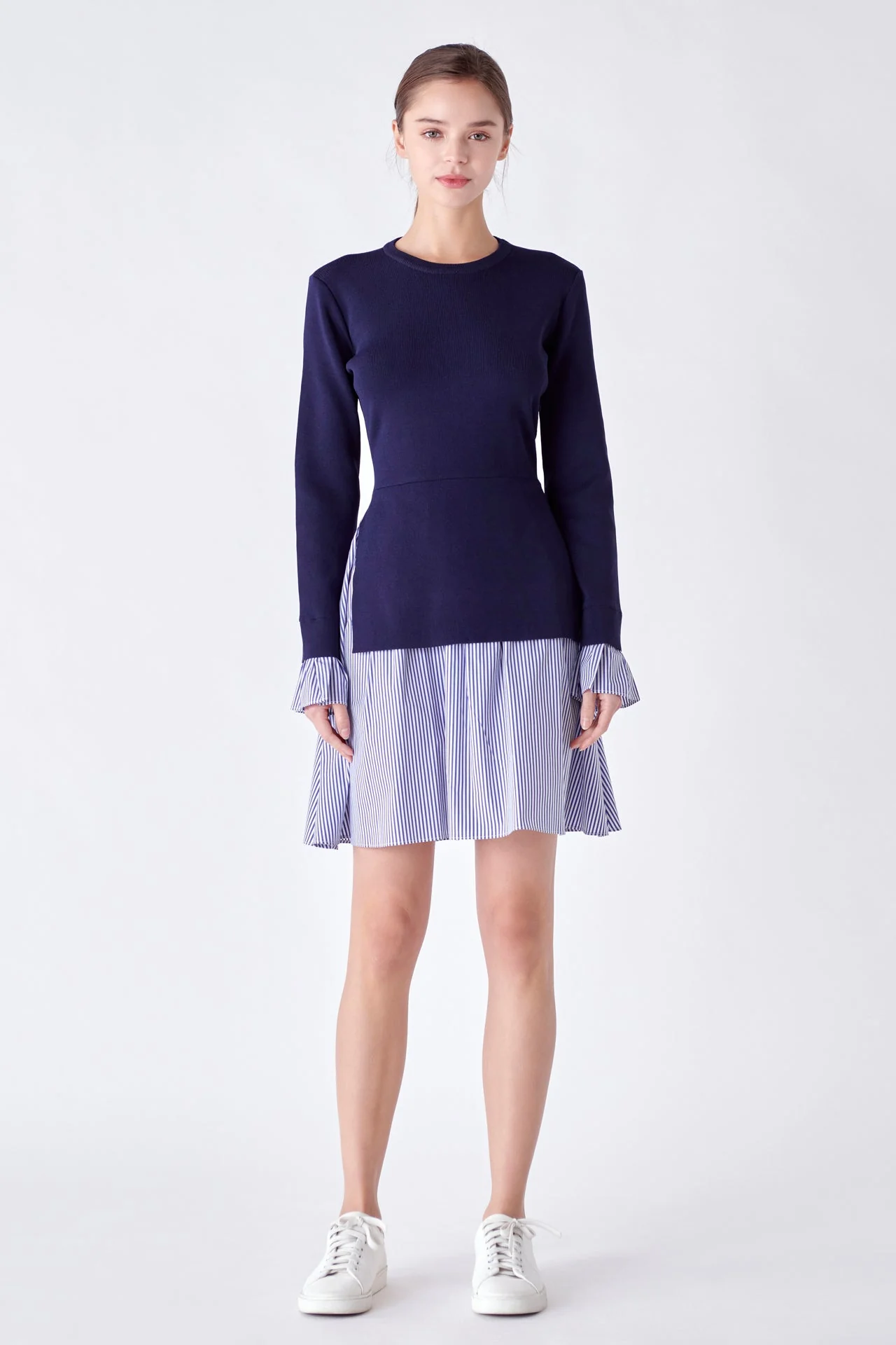 Poplin Combo Knit Mini Dress - Image 47
