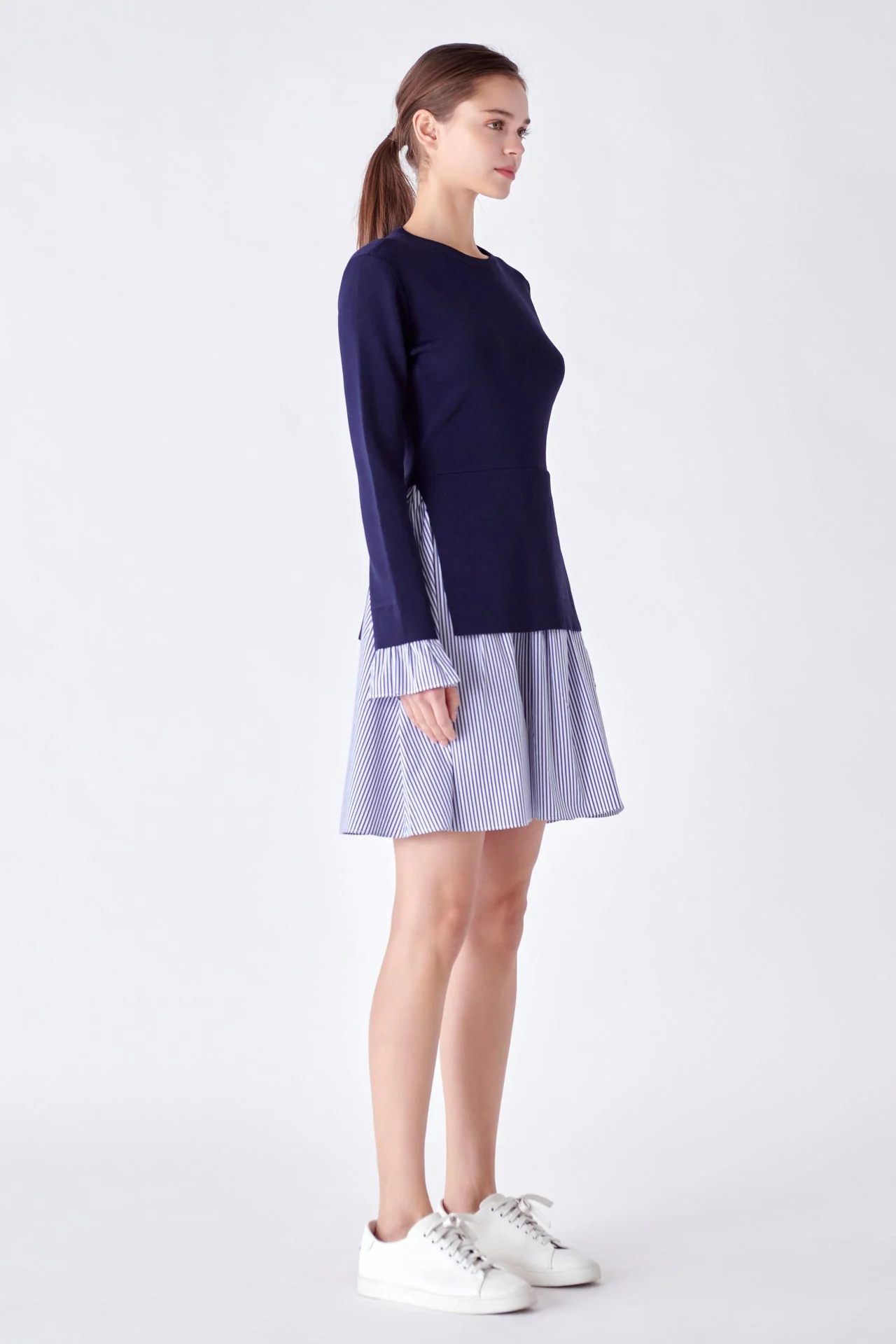 Poplin Combo Knit Mini Dress - Image 49