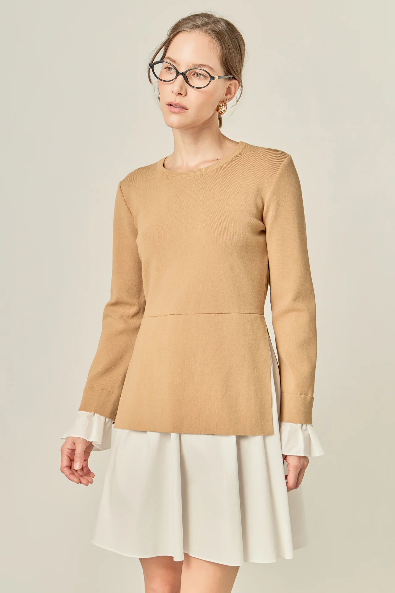 Poplin Combo Knit Mini Dress - Image 5