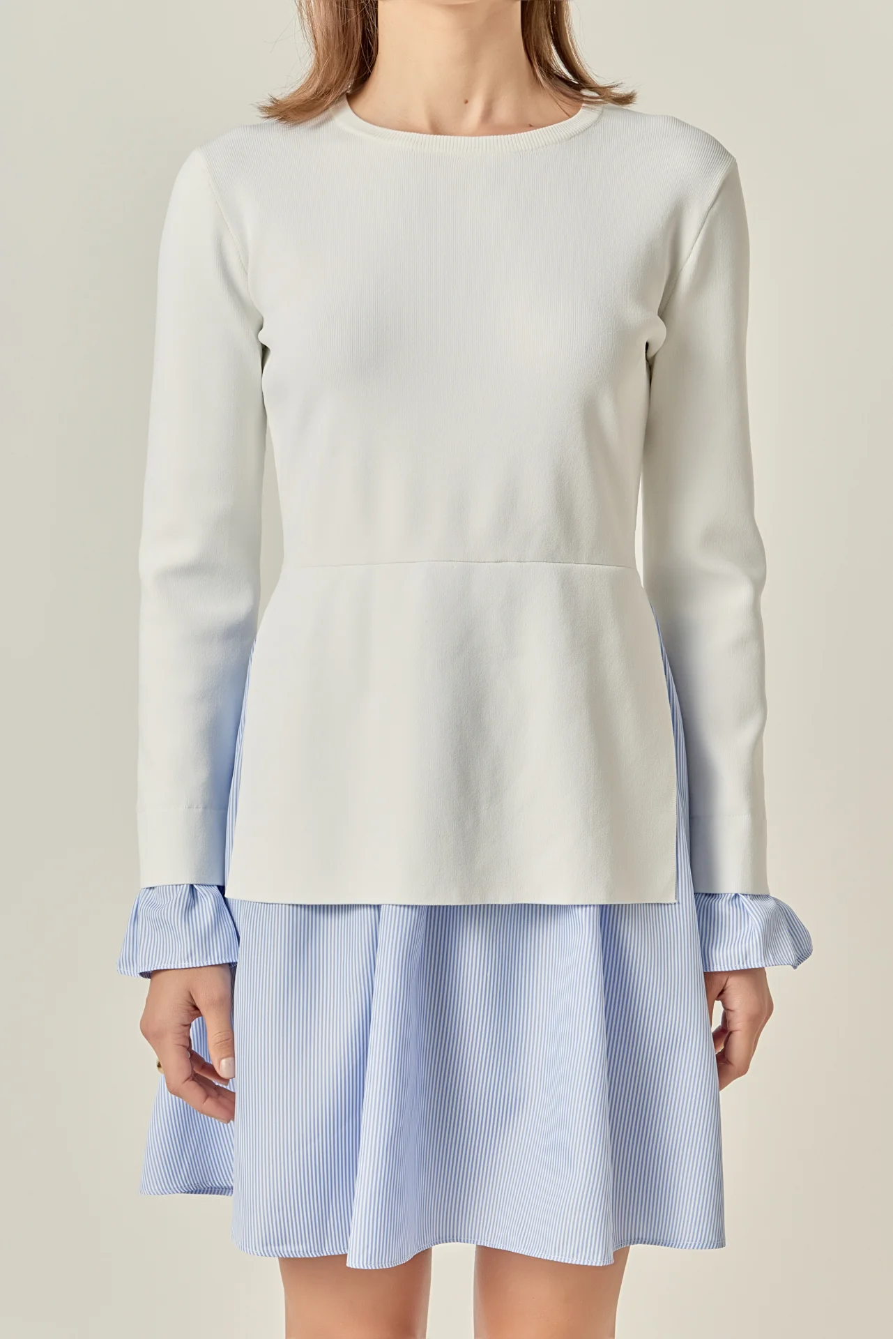 Poplin Combo Knit Mini Dress - Image 7
