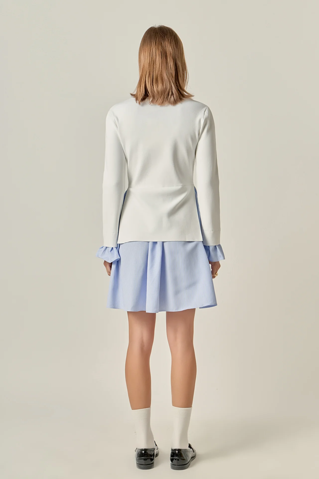 Poplin Combo Knit Mini Dress - Image 9