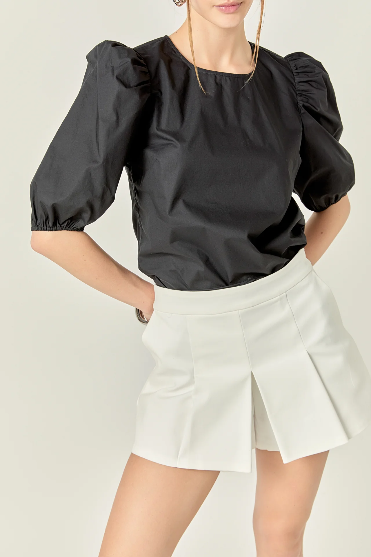 Poplin Puff Sleeve Top - Image 2