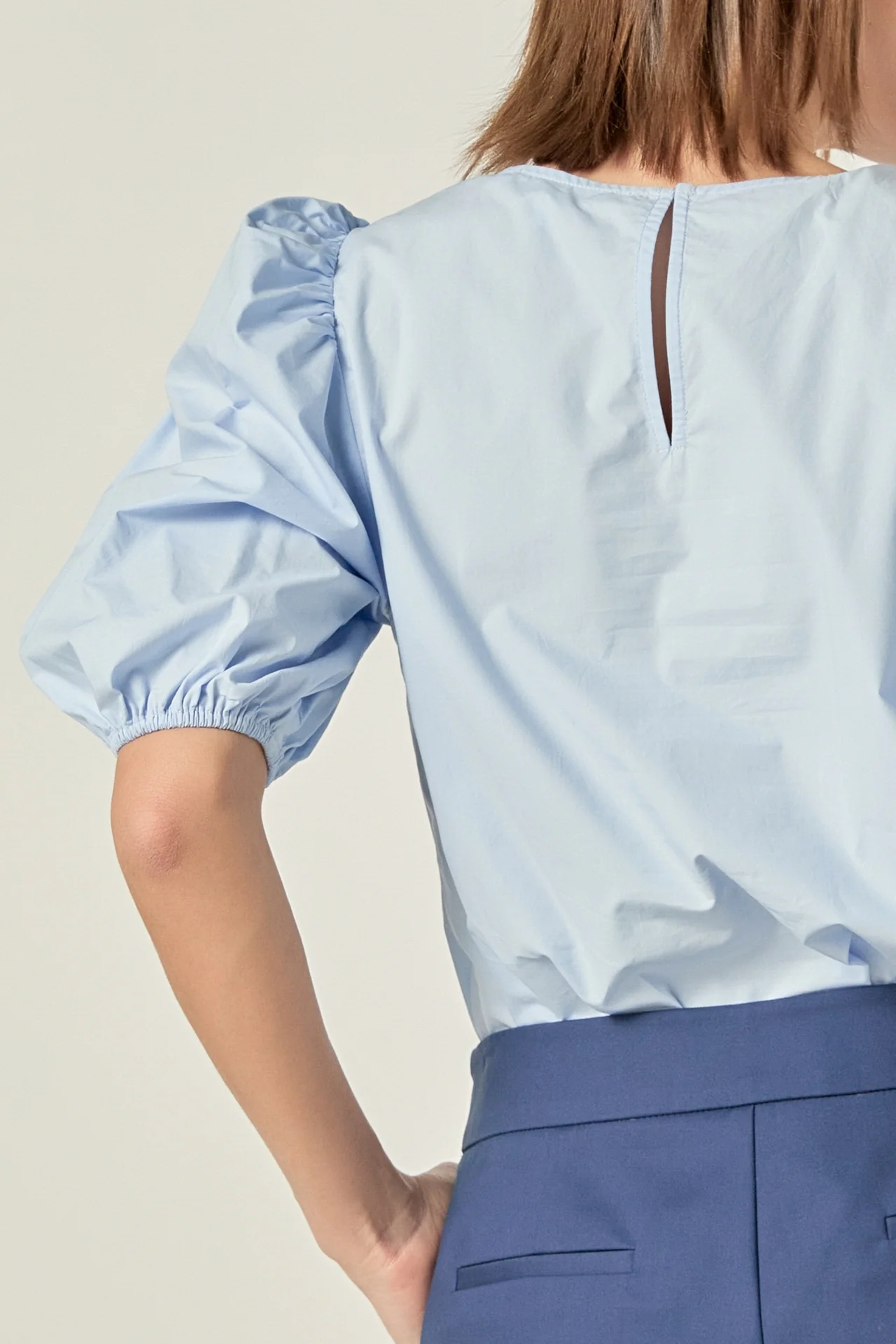 Poplin Puff Sleeve Top - Image 7